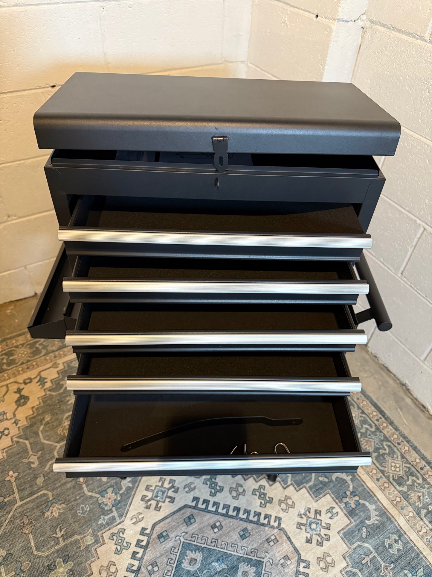5-Drawer Rolling Tool Chest with Detachable Box, Lockable Wheels & 4 Hooks, Black