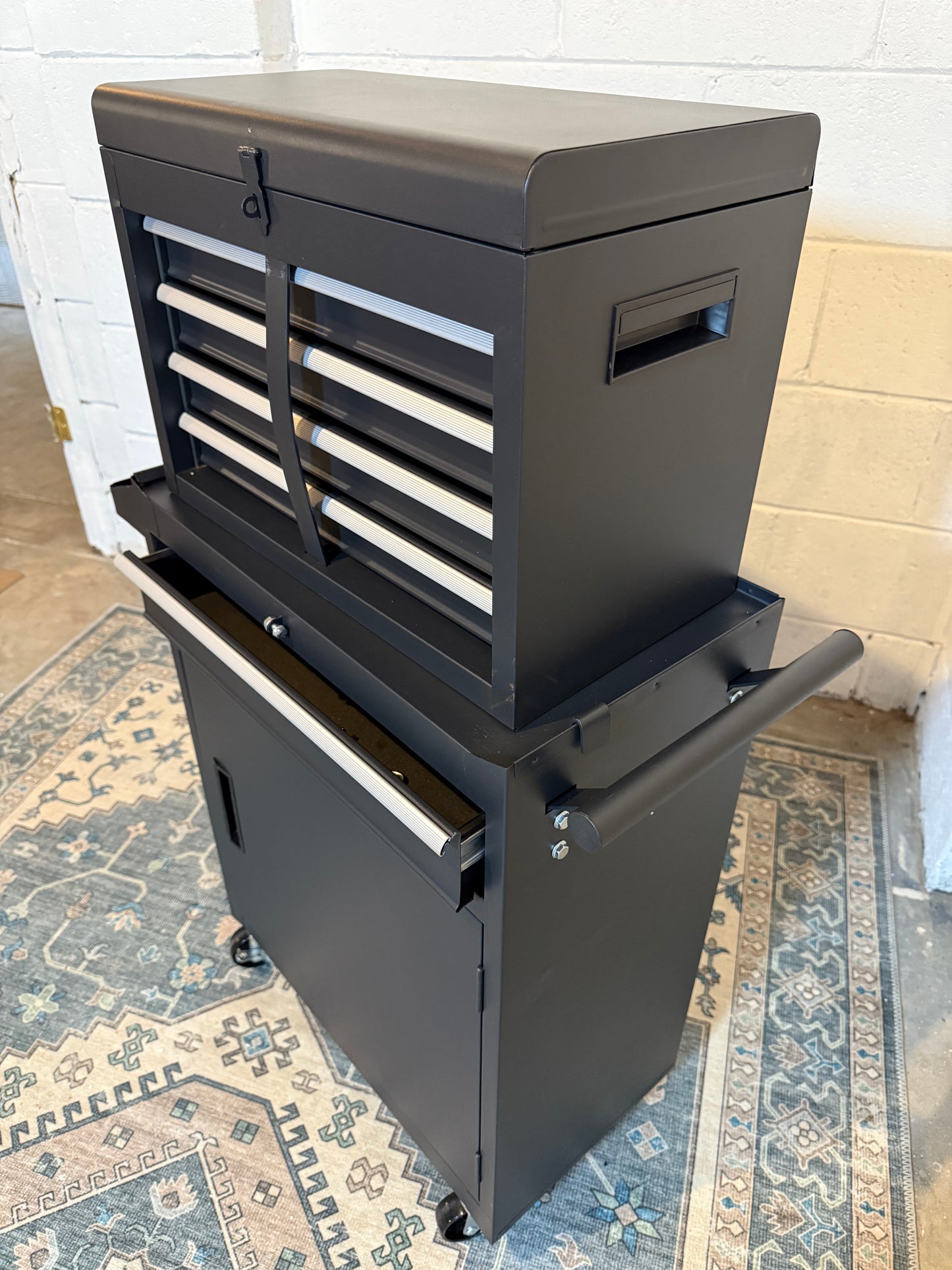 5-Drawer Rolling Tool Chest with Detachable Box, Lockable Wheels & 4 Hooks, Black