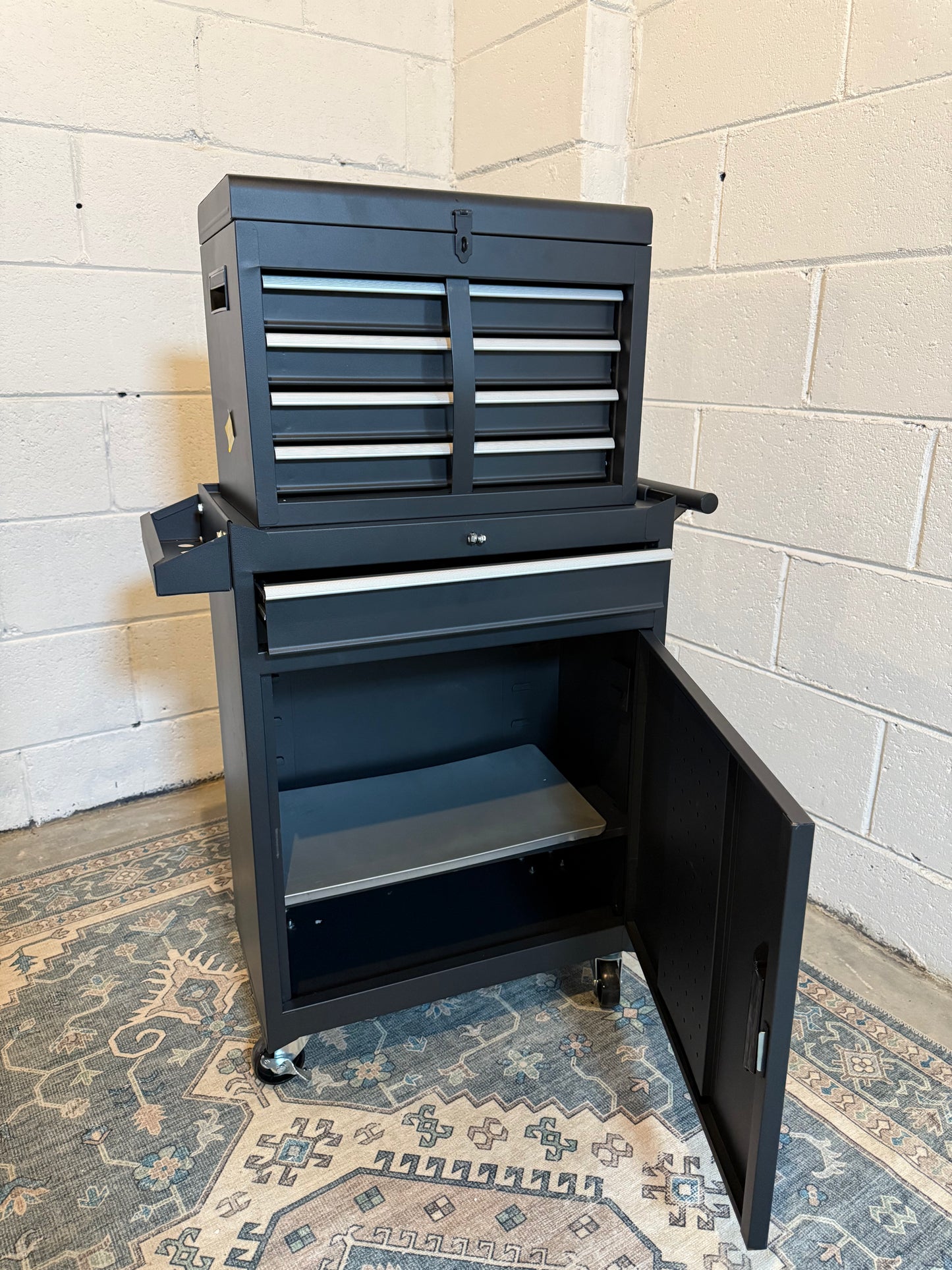 5-Drawer Rolling Tool Chest with Detachable Box, Lockable Wheels & 4 Hooks, Black