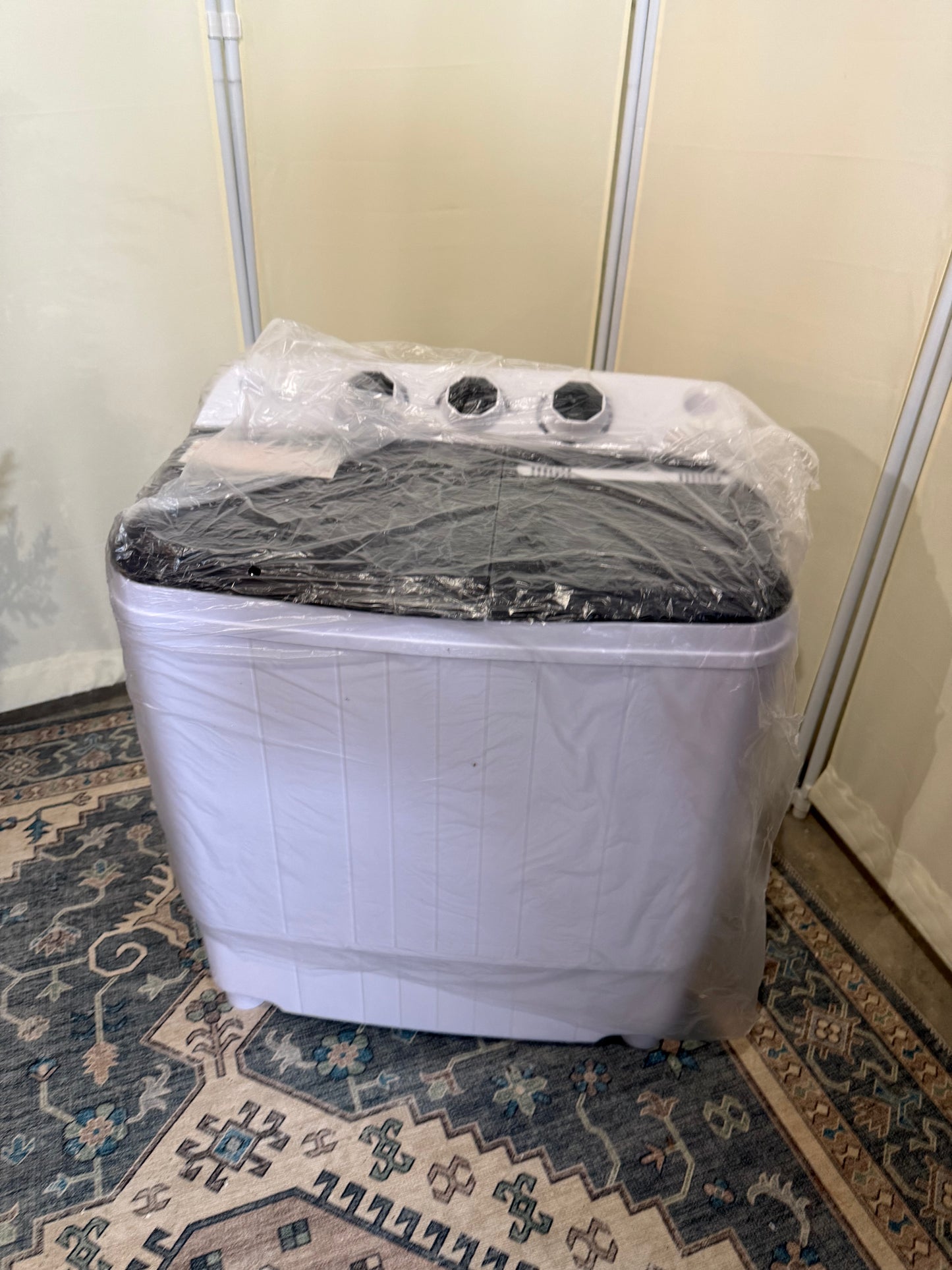 Portable Washing Machine 17.6LBS Compact Twin Tub Mini Washer & Dryer with Drain Pump, Black
