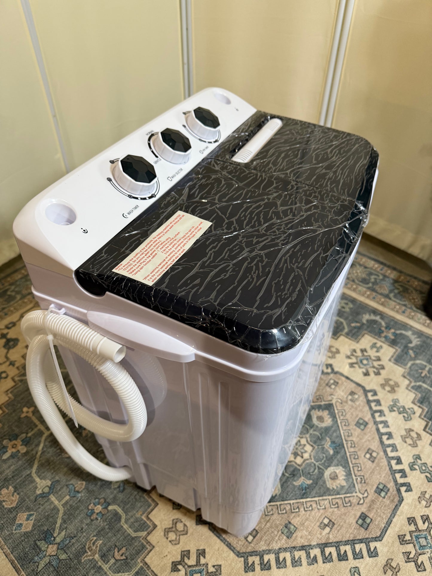 Portable Washing Machine 17.6LBS Compact Twin Tub Mini Washer & Dryer with Drain Pump, Black