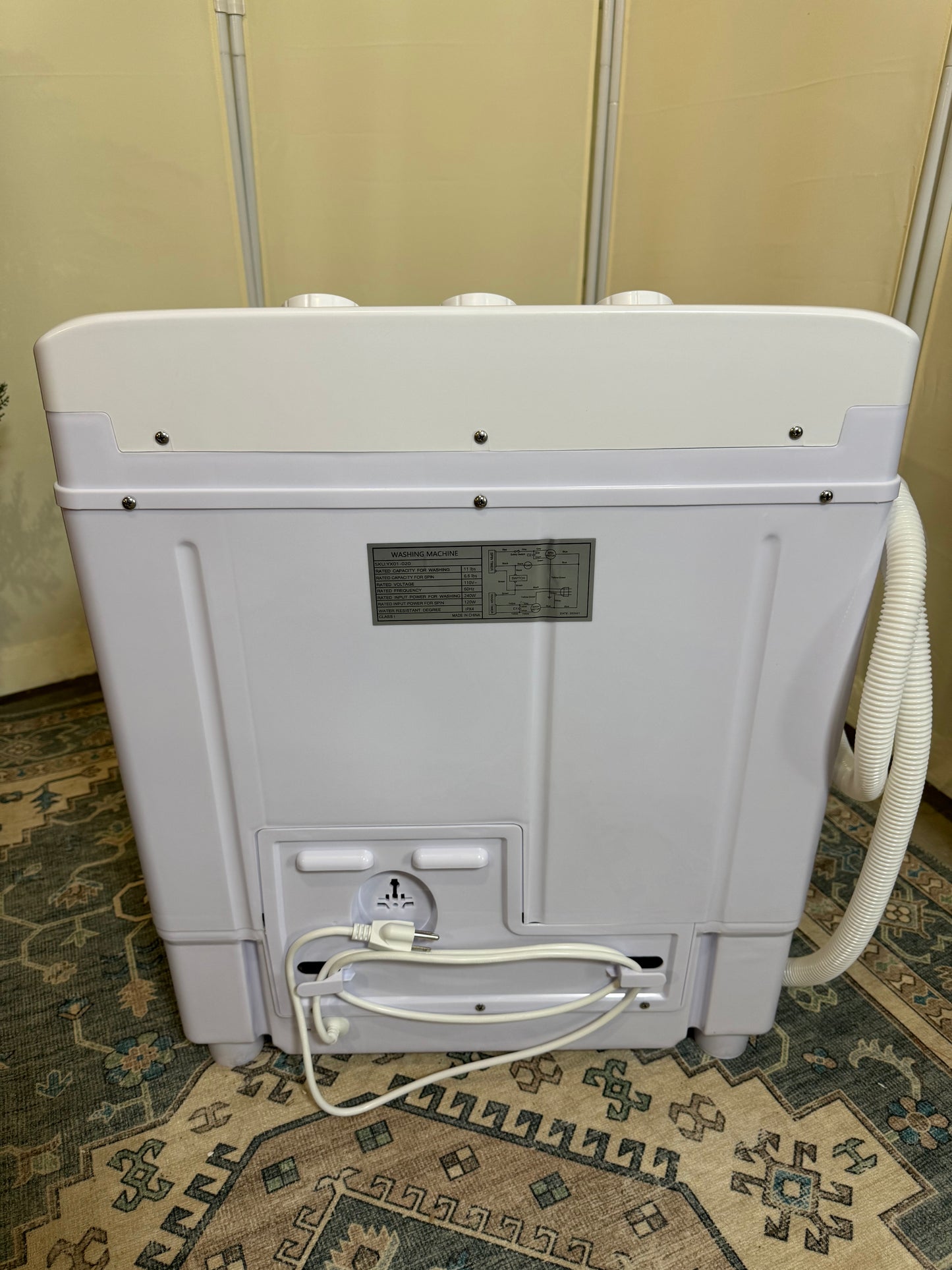 Portable Washing Machine 17.6LBS Compact Twin Tub Mini Washer & Dryer with Drain Pump, Black
