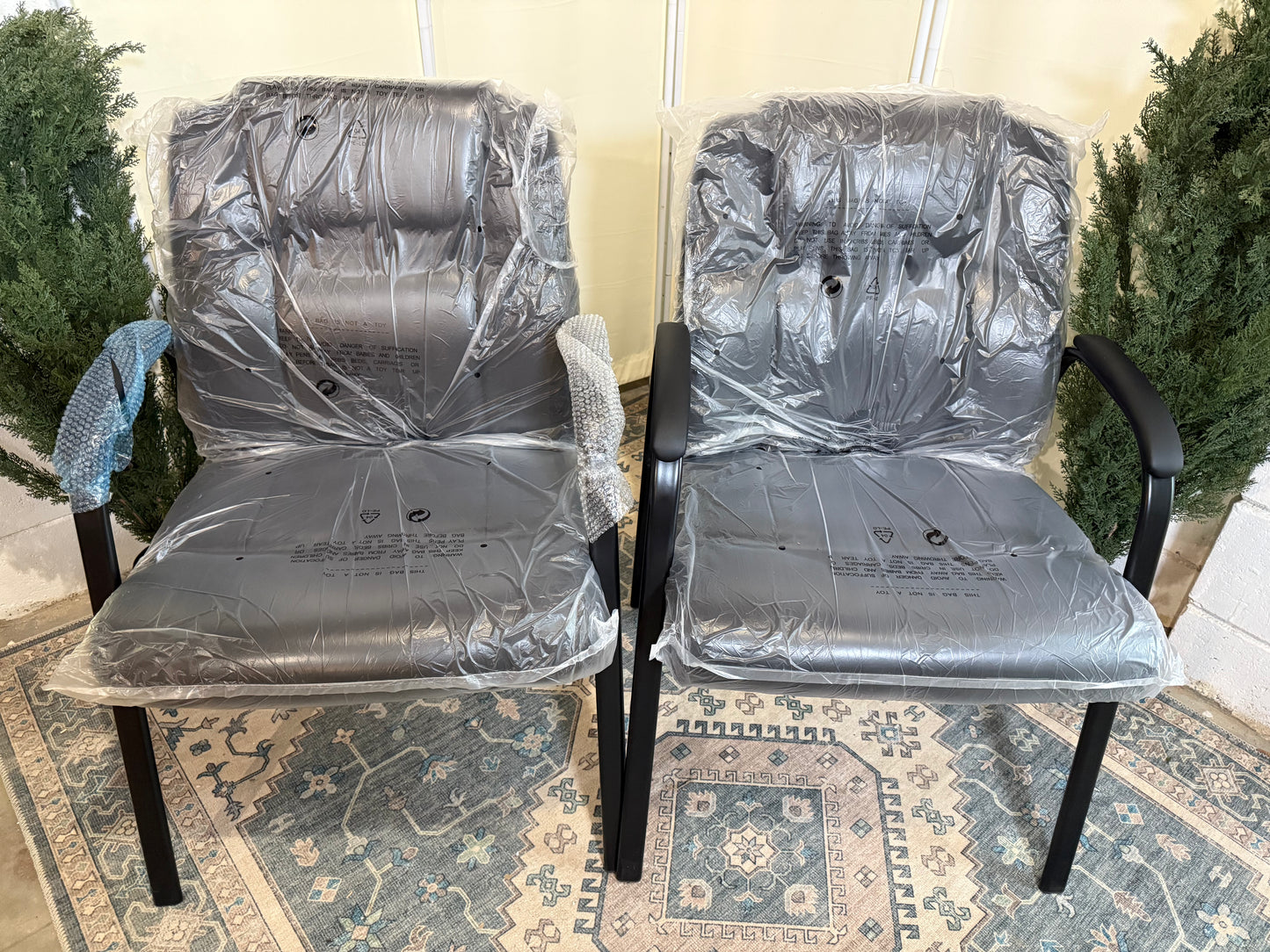 Waiting Room Chairs Set of 2, Leather Office Guest Chair No Wheels, Comfy Padded Arms and Seld Base, for Reception Conference Room