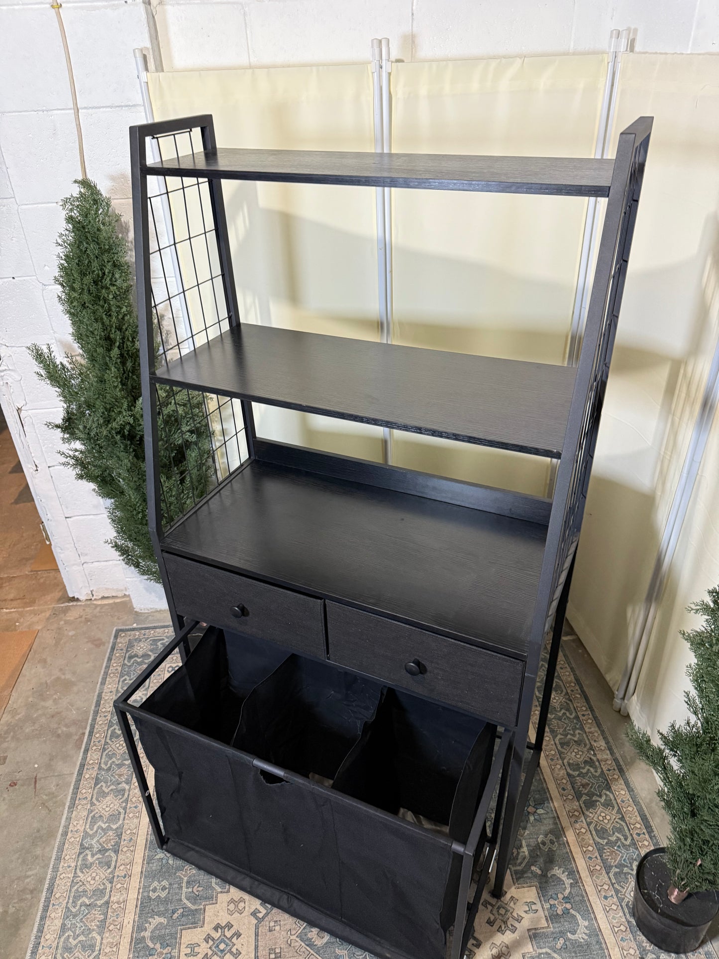 Laundry Hamper Laundry Basket with 3 Section Pull-Out Rolling Bags & 2-Tier Storage Shelf, Laundry Sorter for Organization and Storage with 2 Drawers for Laundry Room, Bathroom