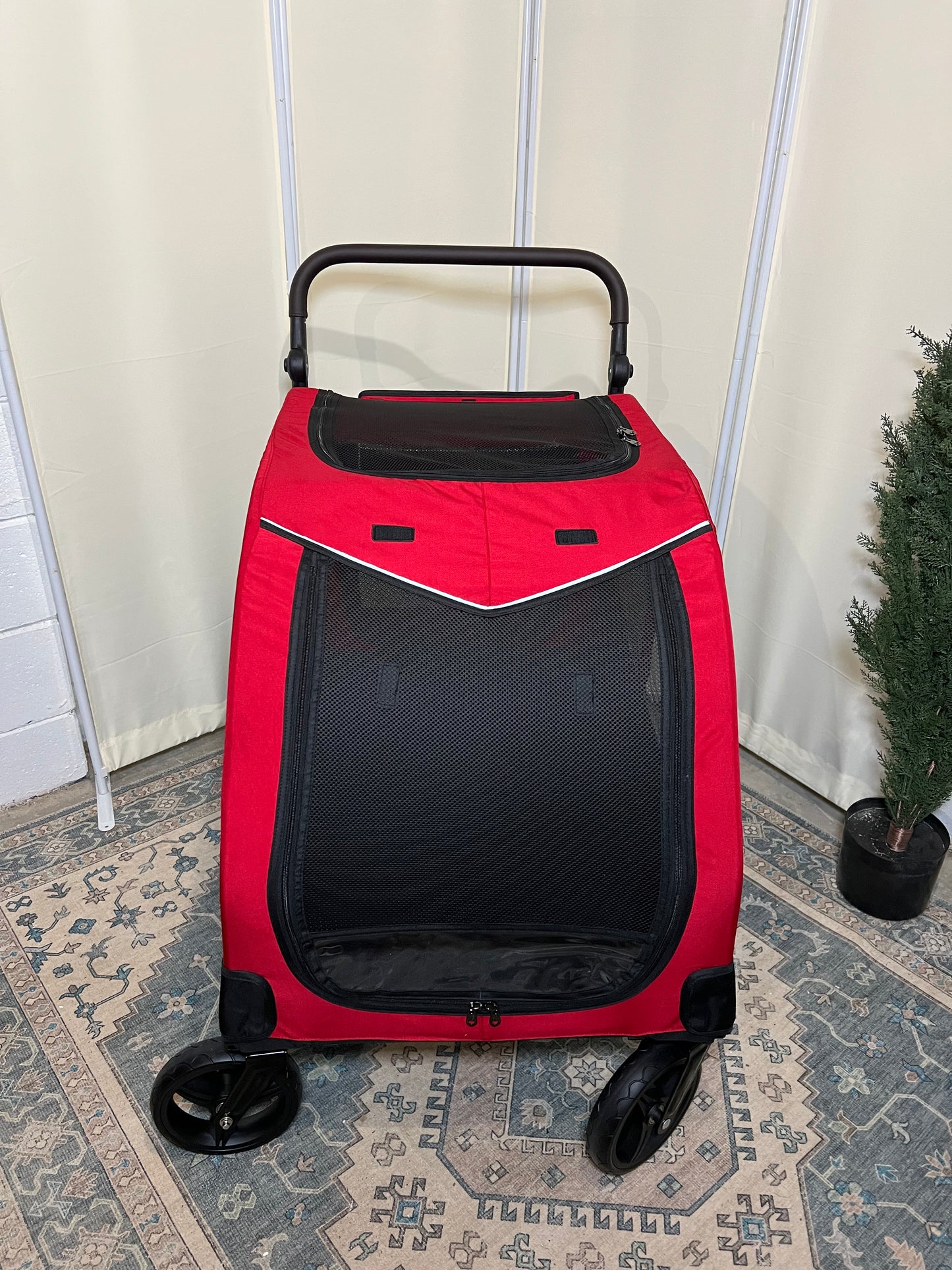 Dog Stroller For Large Dogs, Extra Large Pet Stroller For For Medium Dogs, Dog Stroller For 2 Dogs, Dog Wagon, Dog Carriage, Foldable Design, Adjustable Handle, With Pocket, Up To 160 lbs, Red