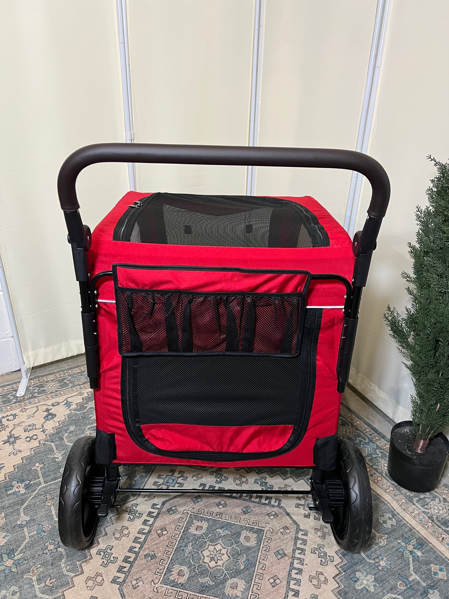 Dog Stroller For Large Dogs, Extra Large Pet Stroller For For Medium Dogs, Dog Stroller For 2 Dogs, Dog Wagon, Dog Carriage, Foldable Design, Adjustable Handle, With Pocket, Up To 160 lbs, Red