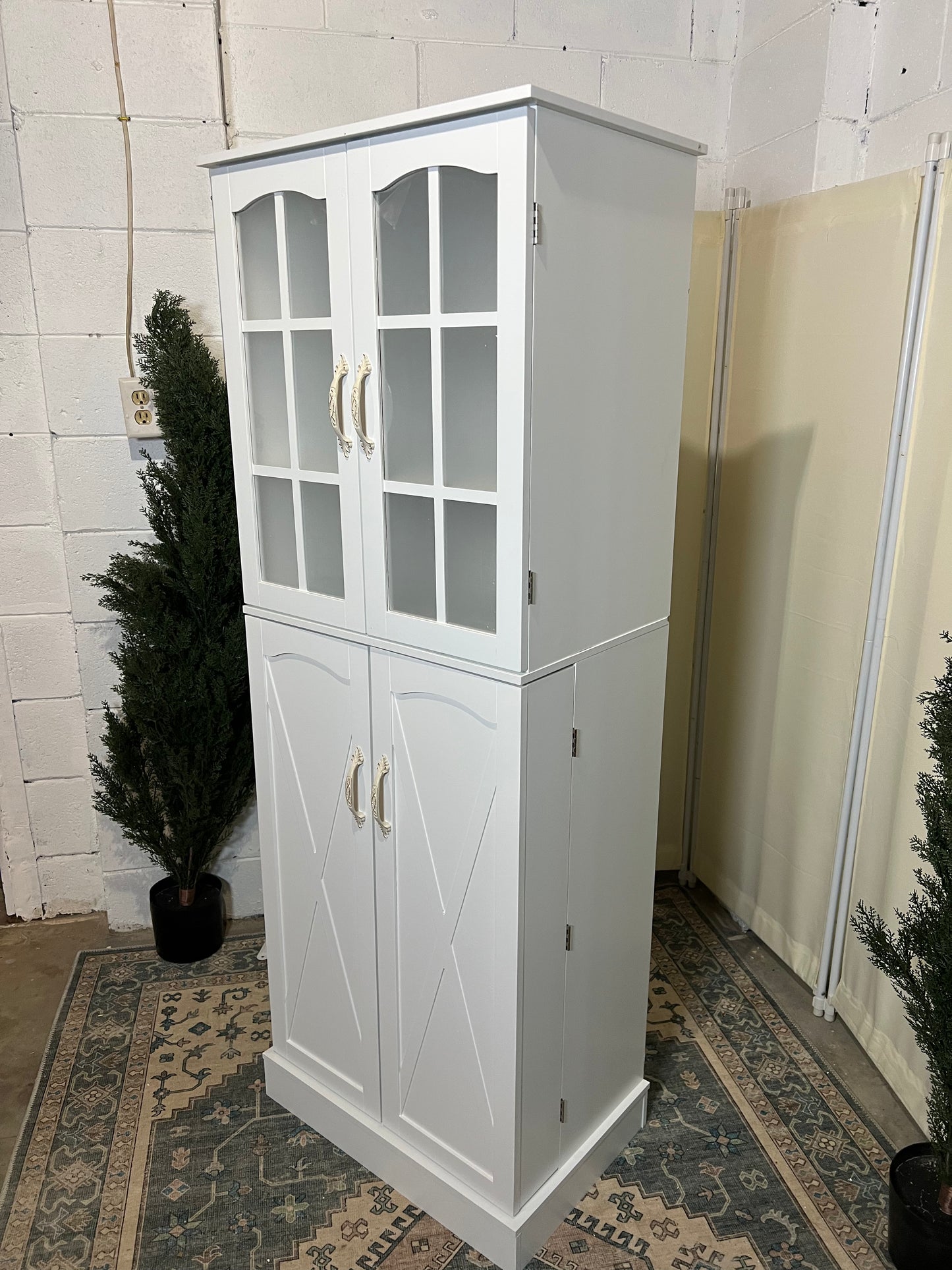 64” Kitchen Pantry Cabinets, White Freestanding Kitchen Pantry Storage Cabinet with Adjustable Shelves & Doors, Buffet Cupboards Sideboard Tall Storage Cabinet for Home Office Use