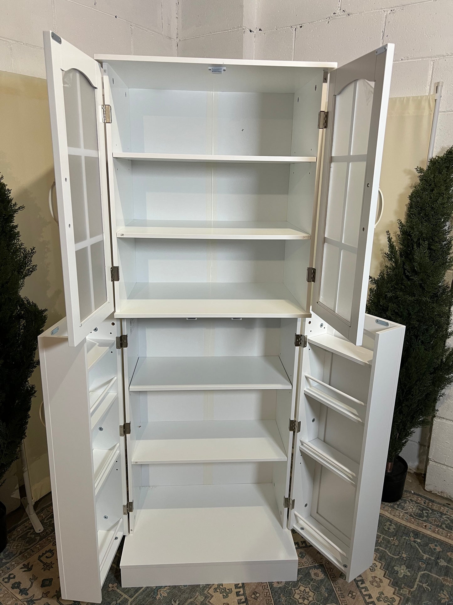 64” Kitchen Pantry Cabinets, White Freestanding Kitchen Pantry Storage Cabinet with Adjustable Shelves & Doors, Buffet Cupboards Sideboard Tall Storage Cabinet for Home Office Use