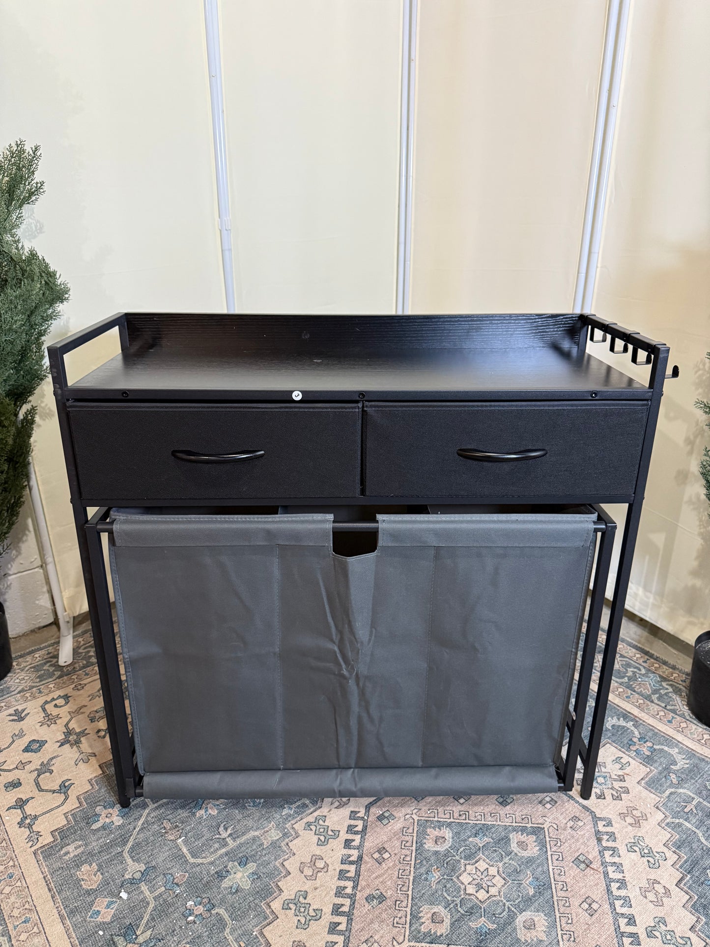Laundry Hamper Laundry Basket with 3 Section Pull-Out Rolling Bags, Laundry Sorter for Organization and Storage with 2 Pull-Out Drawers for Laundry Room, Bathroom, Bedroom Use (Black)