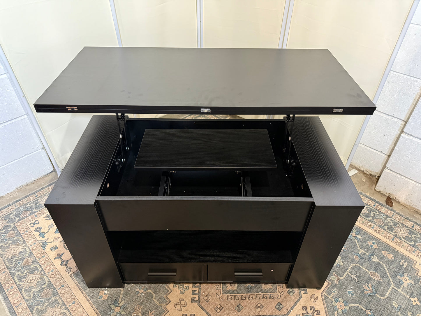 Coffee Table Lift Top, Multi-Function Convertible Coffee Table with Drawers and Hidden Compartment, Converts to Dining Table for Living Room, Home Office,Black