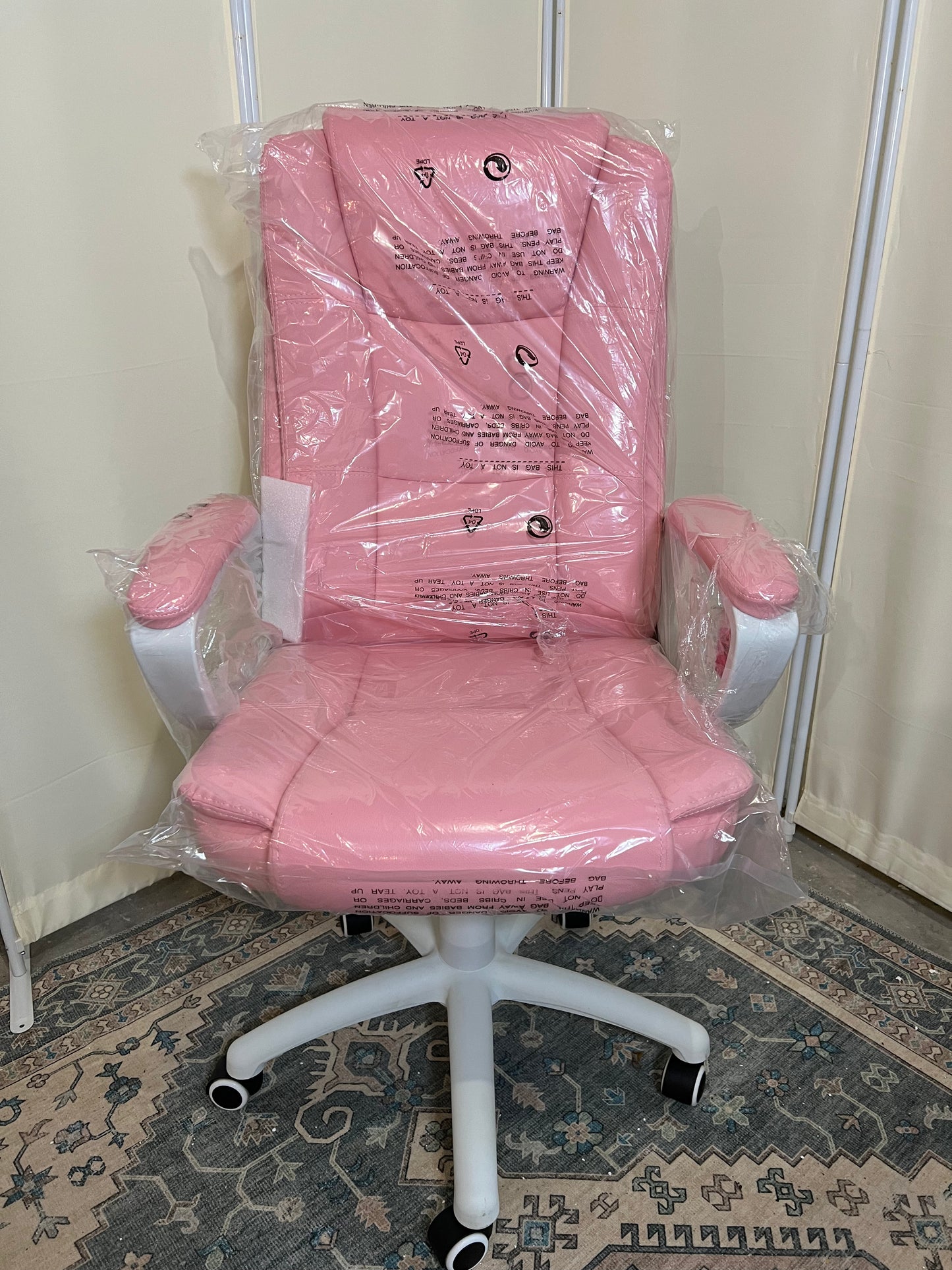 Home Office Chair, Ergonomic Desk Chair, Adjustable Task Chair for Lumbar Back Support, Computer Chair with Rolling Swivel and Armrest, Modern Executive High Back Leather Chairs (Pink)