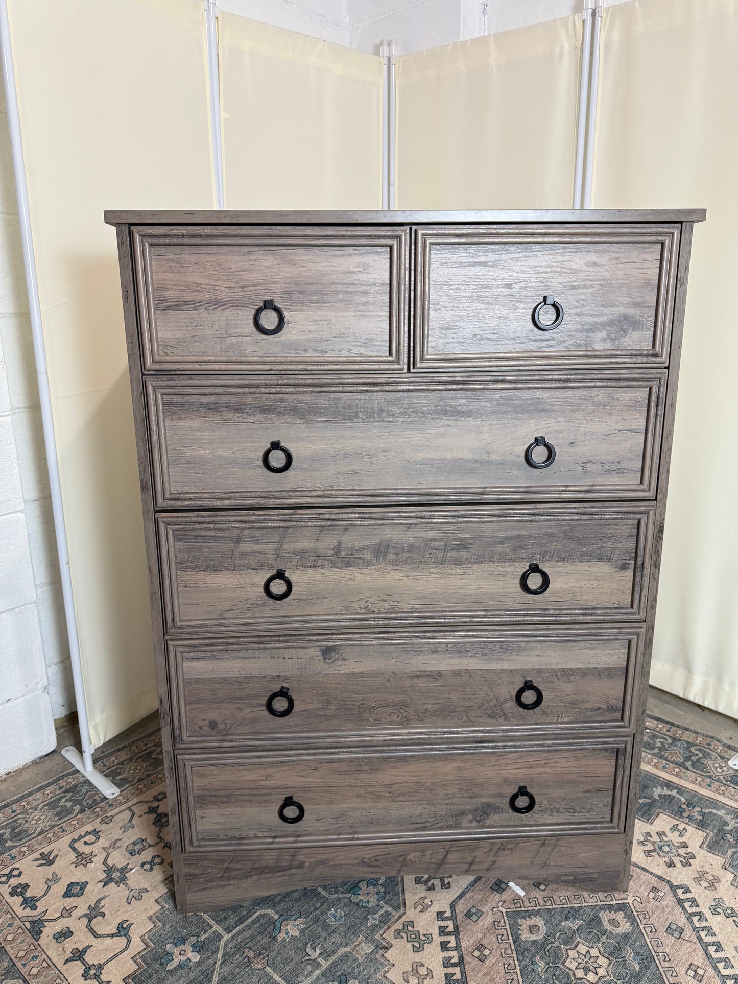 Dresser for Bedroom Tall, Mid Century Modern 6 Drawer Dresser, Cherry Wood Dresser with Large Dresser, Chest of Drawers,Storage for Clothes, Vintage, for Living Room, Bedroom, Hallway