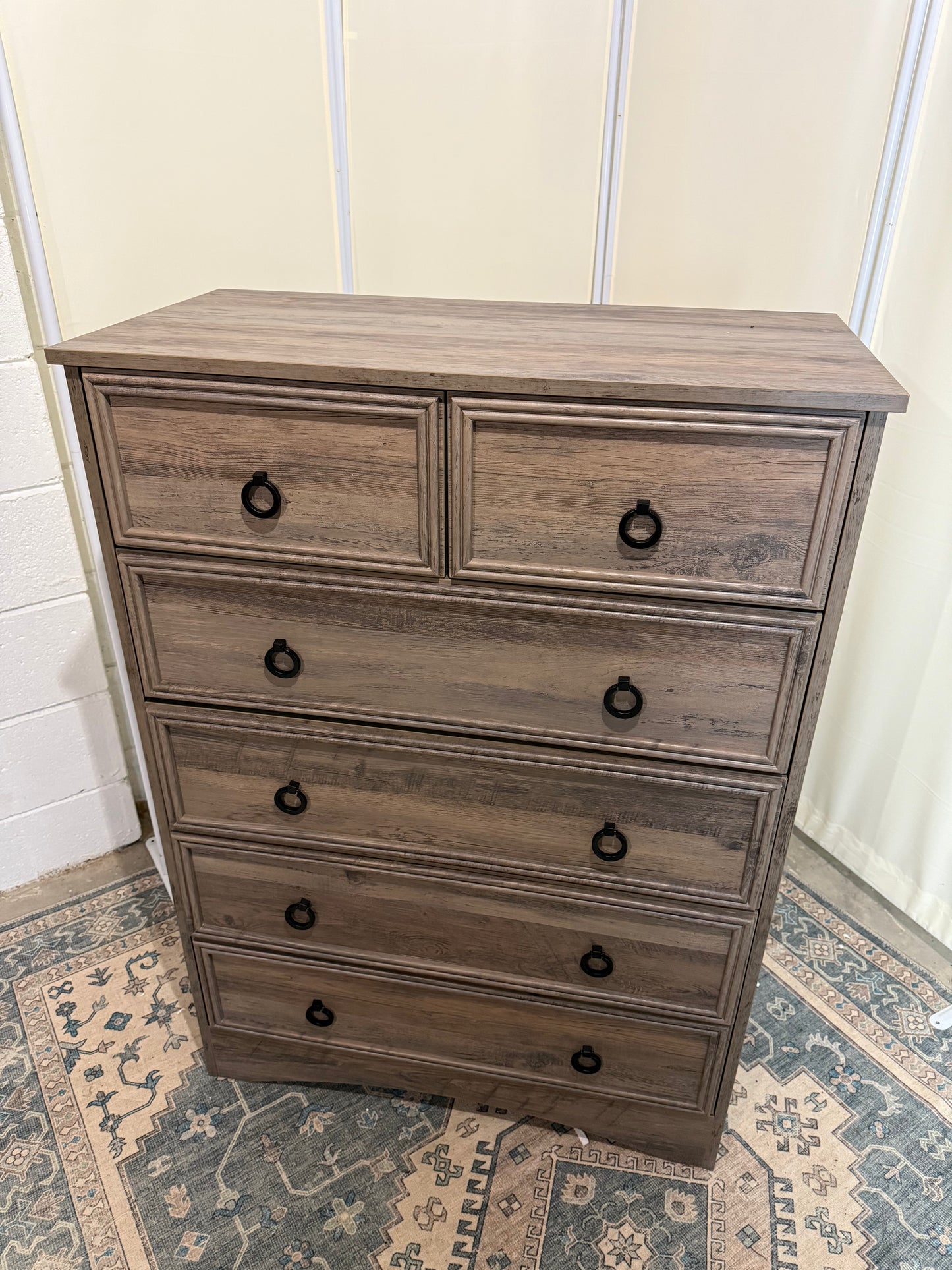 Dresser for Bedroom Tall, Mid Century Modern 6 Drawer Dresser, Cherry Wood Dresser with Large Dresser, Chest of Drawers,Storage for Clothes, Vintage, for Living Room, Bedroom, Hallway