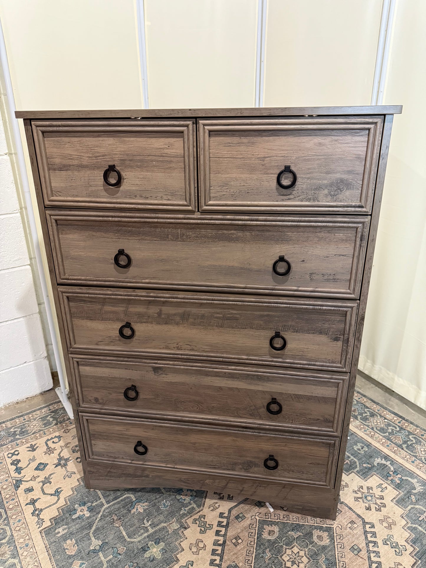 Dresser for Bedroom Tall, Mid Century Modern 6 Drawer Dresser, Cherry Wood Dresser with Large Dresser, Chest of Drawers,Storage for Clothes, Vintage, for Living Room, Bedroom, Hallway