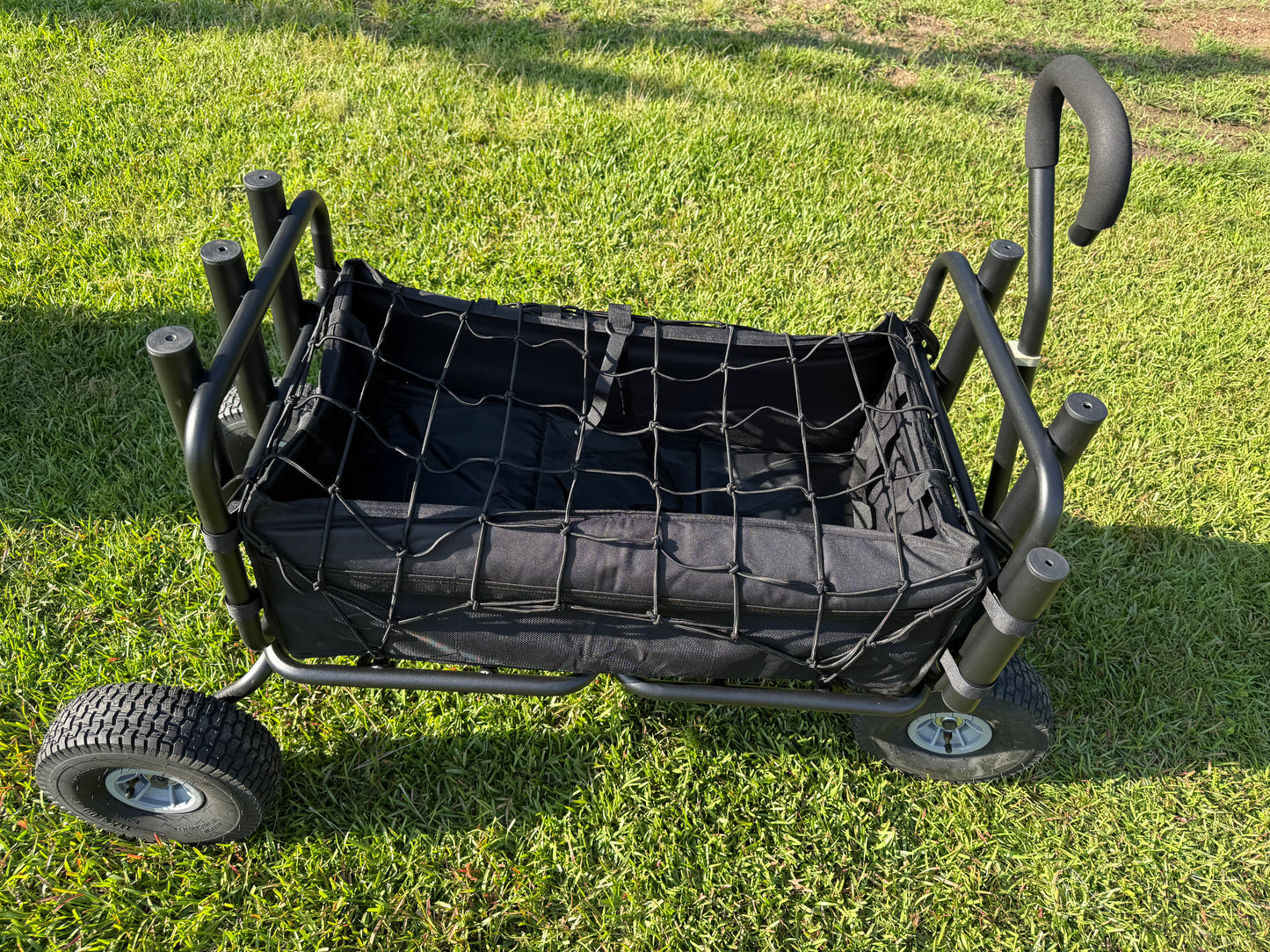 Fishing Cart Beach Carts Heavy Duty Foldable Collapsible Wagon with Big Wheels and Rod Holders 550 Pound Capacity 53.9"x26.4"x38.8"