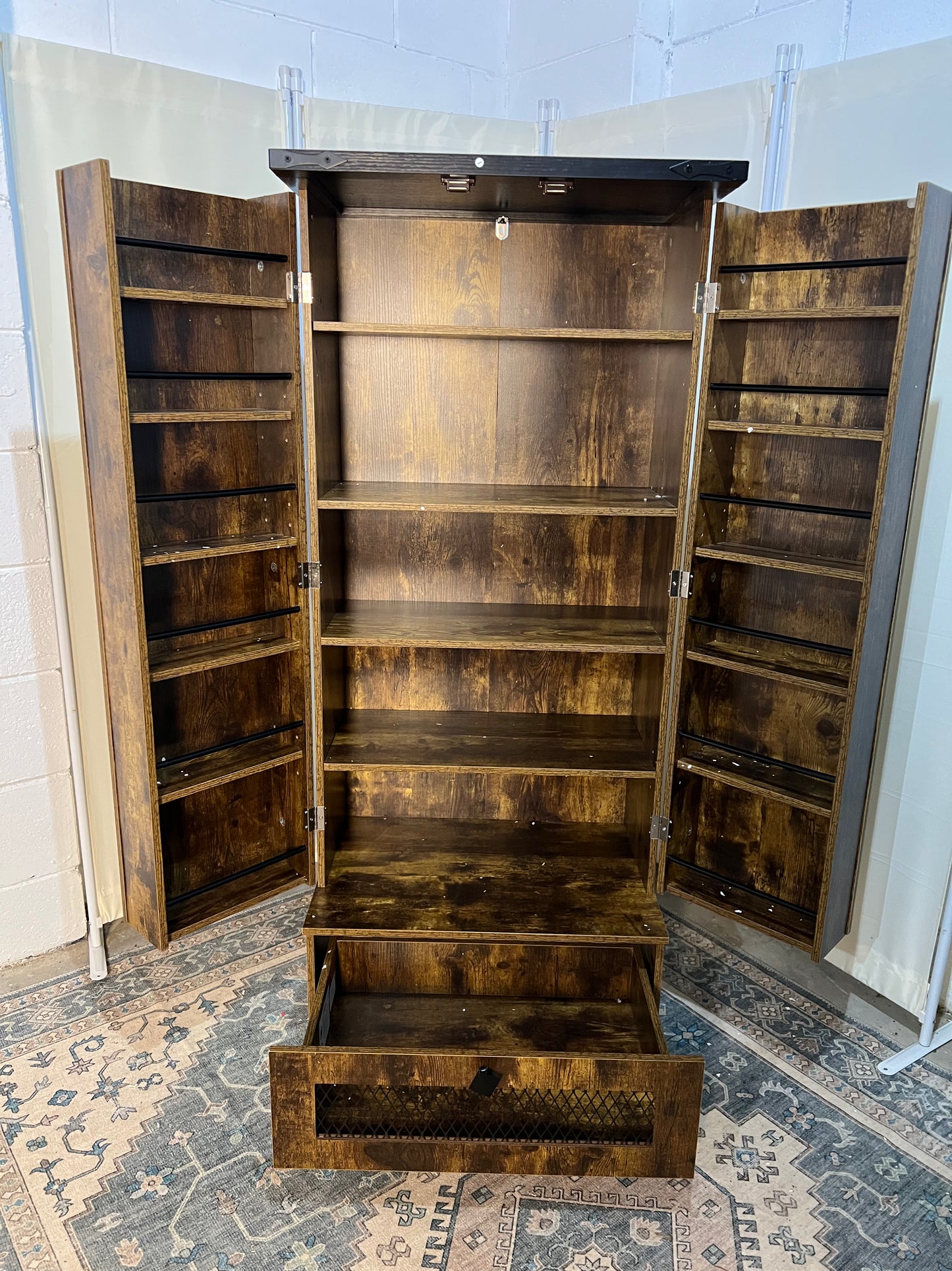 Pantry Cabinet with Adjustable Shelves and Drawer, Kitchen Cabinet Buffet Cupboards Storage for Home Office