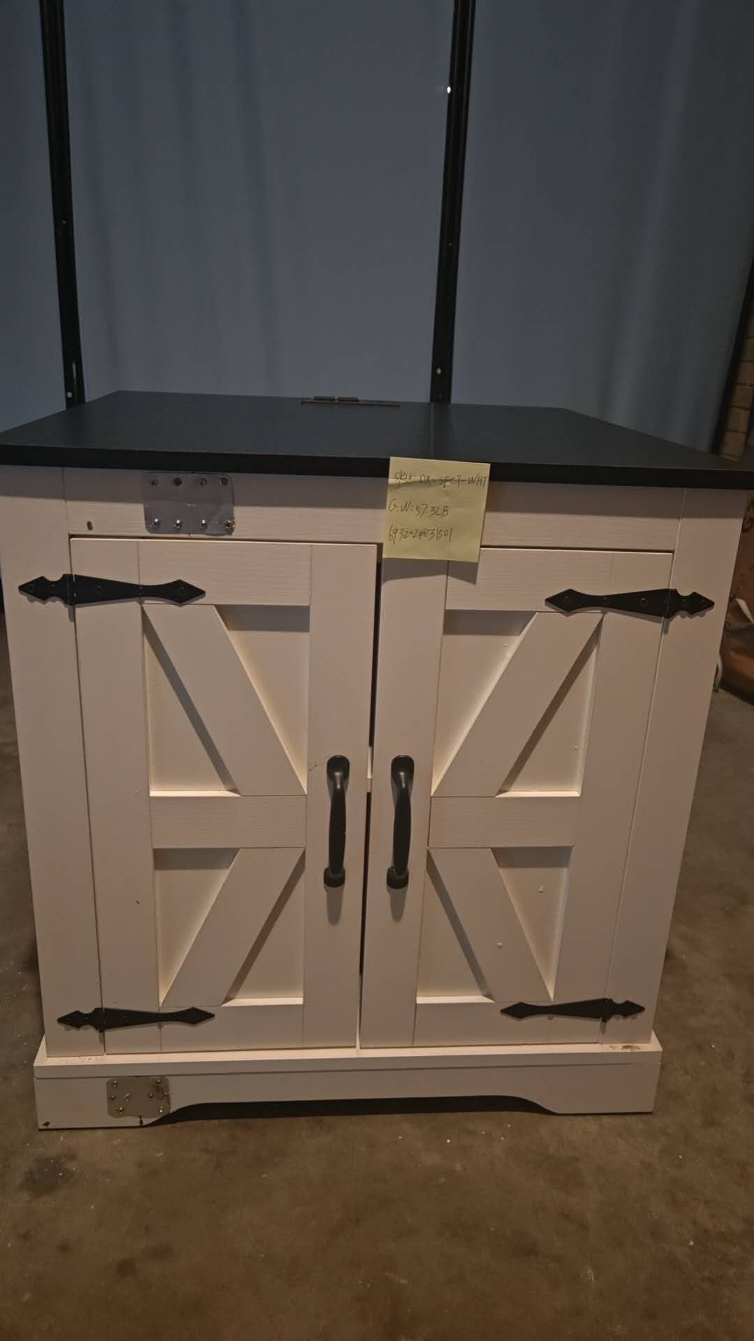 Farmhouse End Table, Sofa Side Table with Charging Station, 24" Large Wood Square Nightstand with Doors, Modern Storage Cabinet for Living Room, Bedroom, Entryway (White)