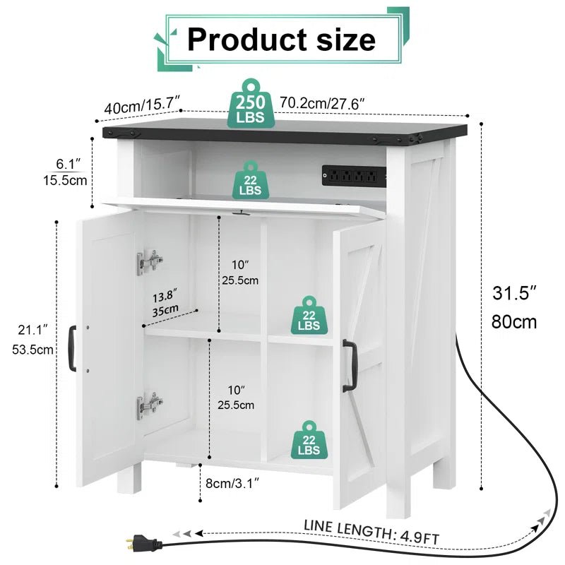 20 Gallon Aquarium Stand With Charging Station, Farmhouse Fish Tank Stand, Reptile Tank Stand Terrarium Stand With Drawer And Cabinet Storage, 27.6"×15.7" Tabletop