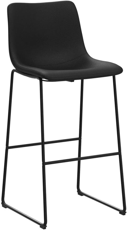 30 inch Bar Stools Set of 2,Counter Height Bar Stools with Back, Modern PU Leather Stools with Metal Leg and Footrest (Black, 2 Pcs 30" Counter Height Barstools)
