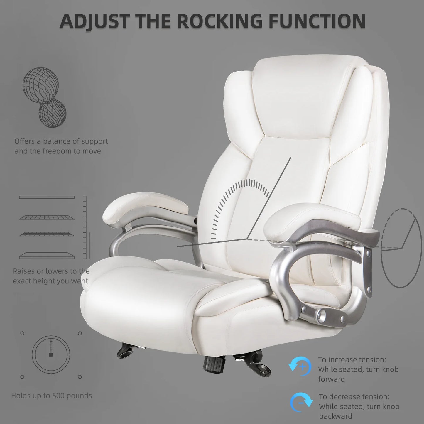 Heavy Duty Big and Tall Office Chair 500lbs with Adjustable Lumbar Support,High Back Office Chair for Adults