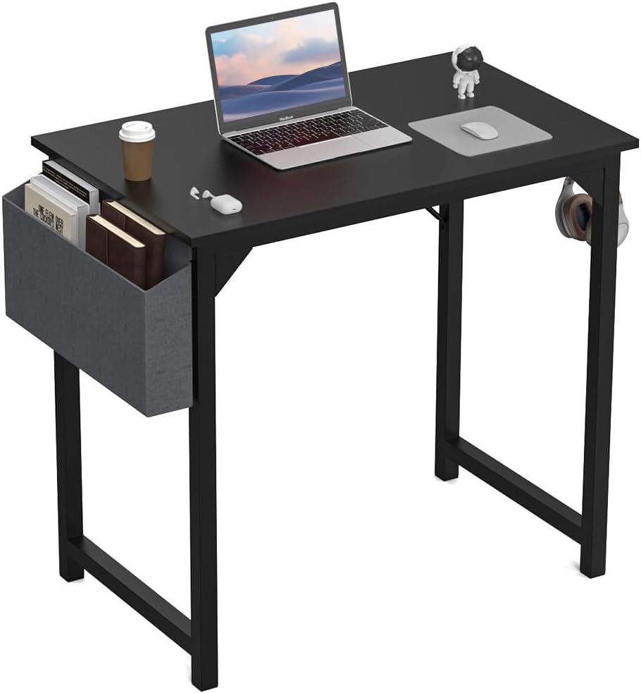 32 Inch Office Small Computer Desk Modern Simple Style Writing Study Work Table for Home Bedroom - Wood Black