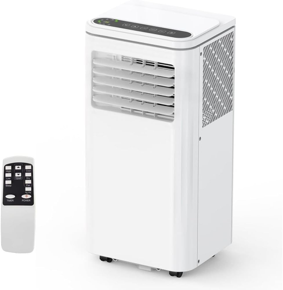 10000BTU Portable Air Conditioner Up to 450 sq.ft, 3 in 1 Quiet AC Unit, Fast Cooling, Dehumidifier, Fan for Bedroom/Office, LCD Display & Remote Control, 24h Timer