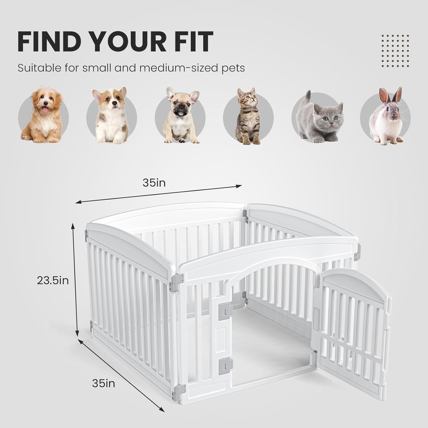 Dog Playpen 4-Panel 24" Safe & Secure Indoor/Outdoor Pet Fence Folding & Portable Ideal for Small to Medium Dogs Easy to Clean, White