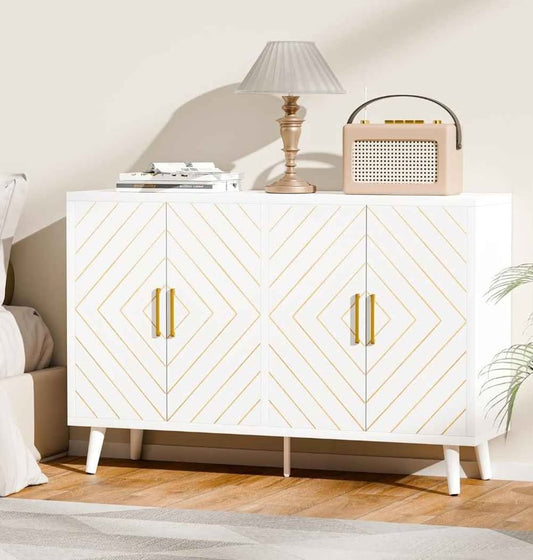 Sideboard Buffet Cabinet 4 Doors Storage Console for Living Room Dining Room