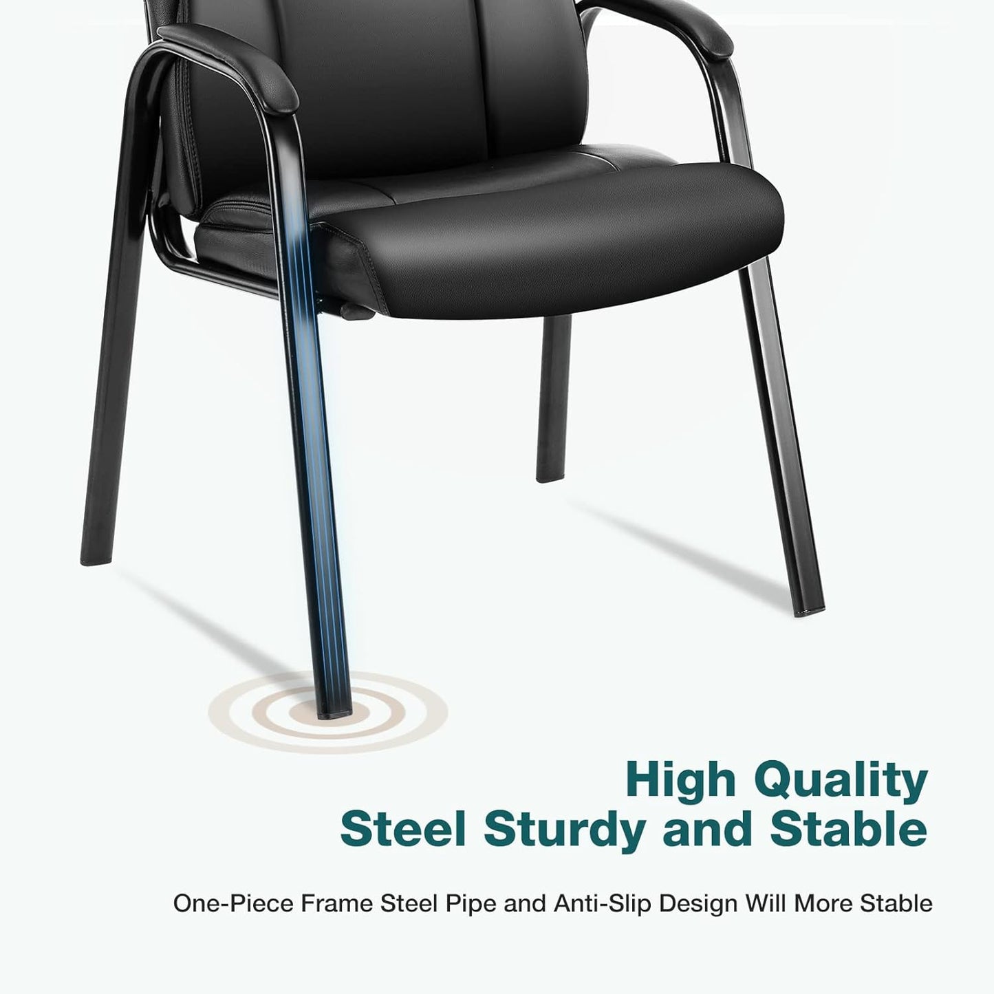 Waiting Room Chairs Set of 2, Leather Office Guest Chair No Wheels, Comfy Padded Arms and Seld Base, for Reception Conference Room
