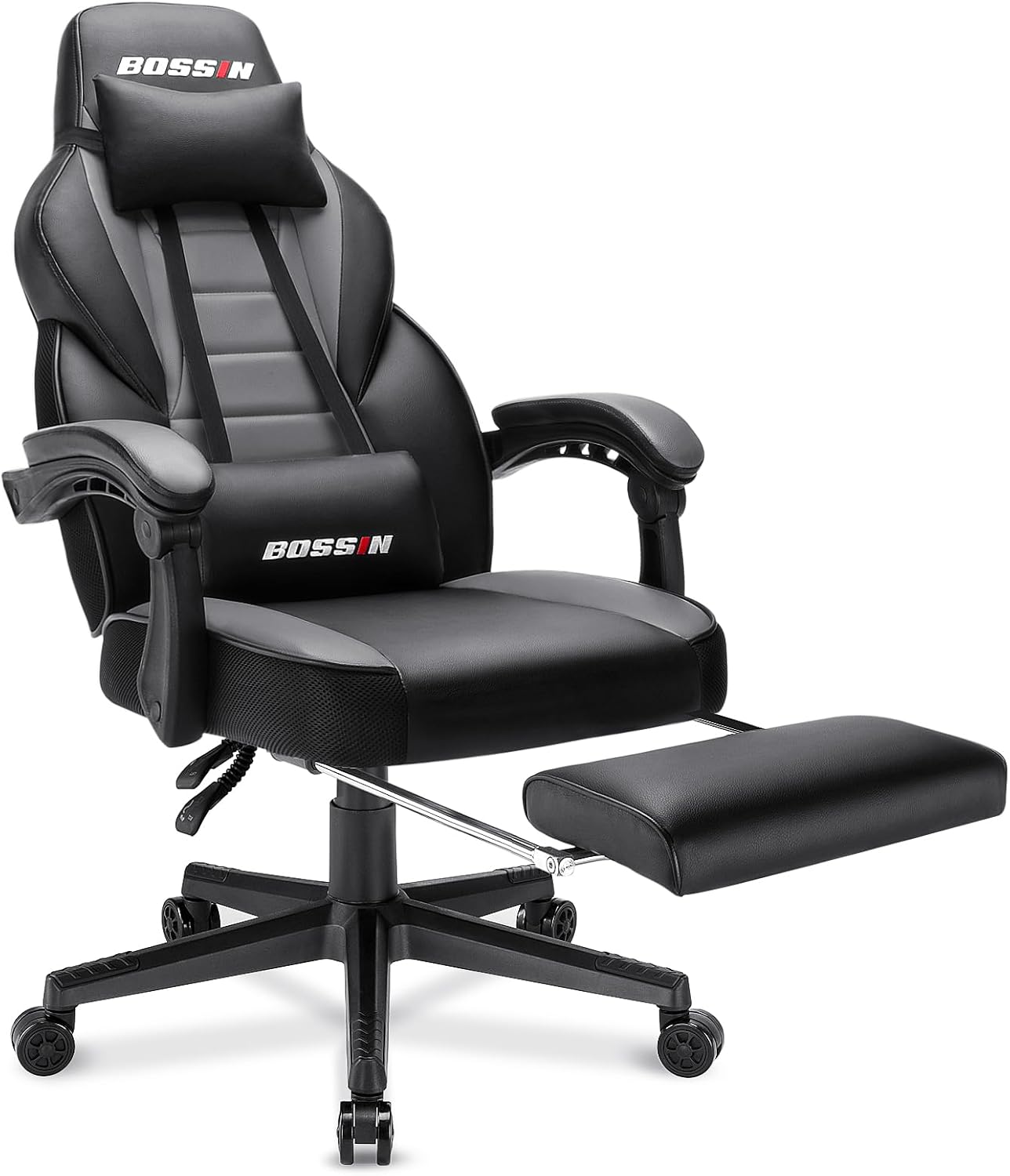 Gaming Chair with Massage, Ergonomic Heavy Duty Design with Footrest and Lumbar Support, Large Size Cushion High Back Office Chair, Big and Tall Gaming Computer Chair for Kids
