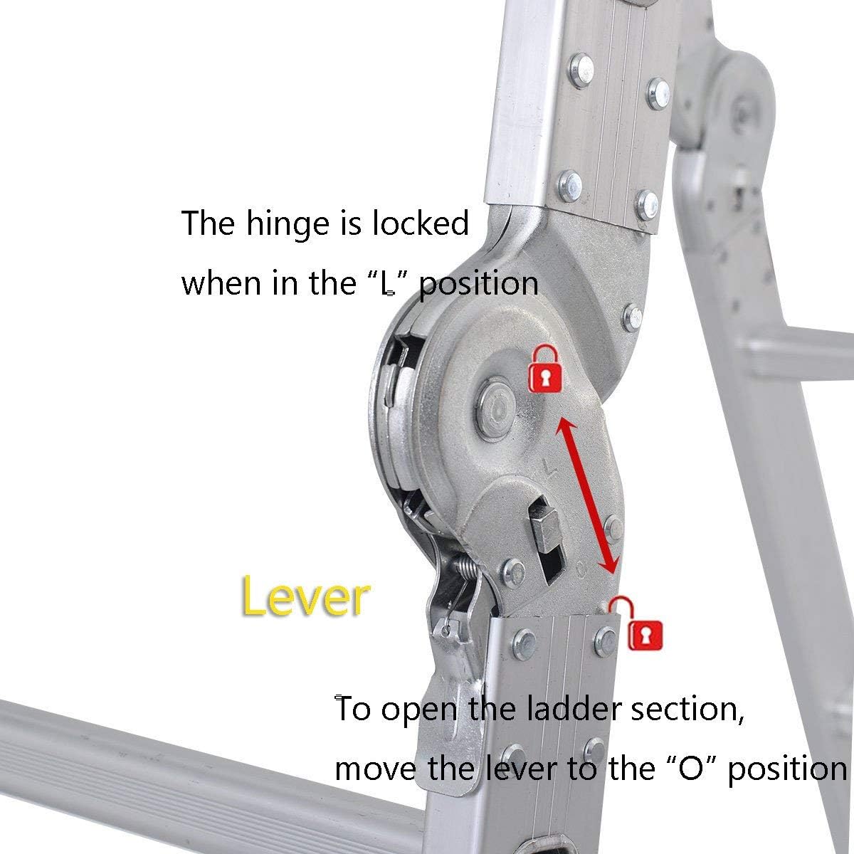 Luisladders 12.5 FT Folding Ladder Multi-Purpose Aluminium Extension 7 in 1 Step Heavy Duty Combination EN 131 Standard