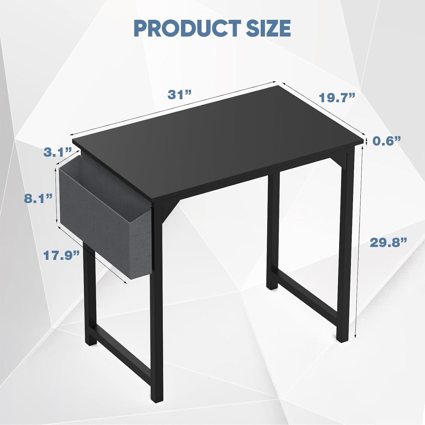 32 Inch Office Small Computer Desk Modern Simple Style Writing Study Work Table for Home Bedroom - Wood Black