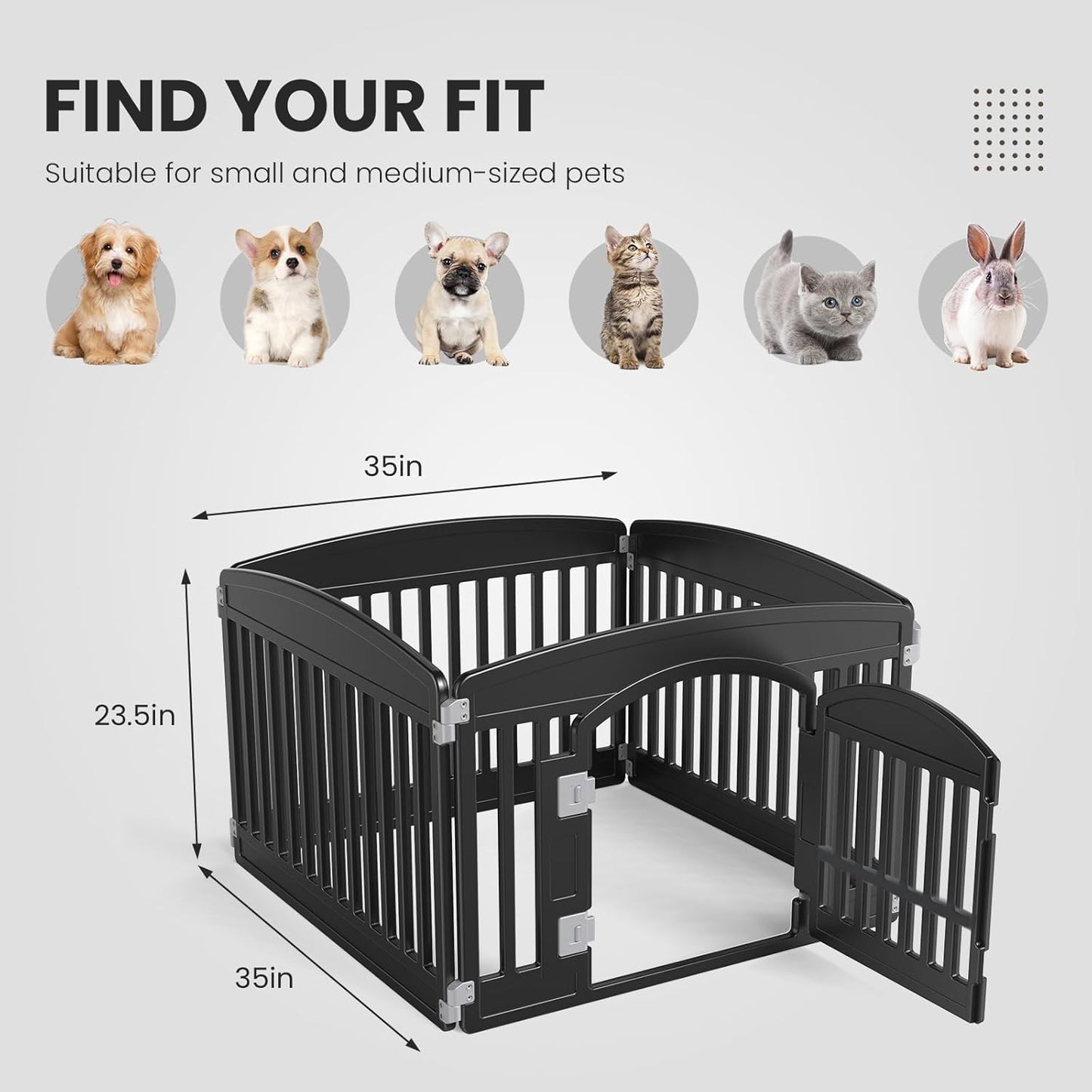 Dog Playpen 4-Panel 24" Safe & Secure Indoor/Outdoor Pet Fence Folding & Portable Ideal for Small to Medium Dogs Easy to Clean, Black
