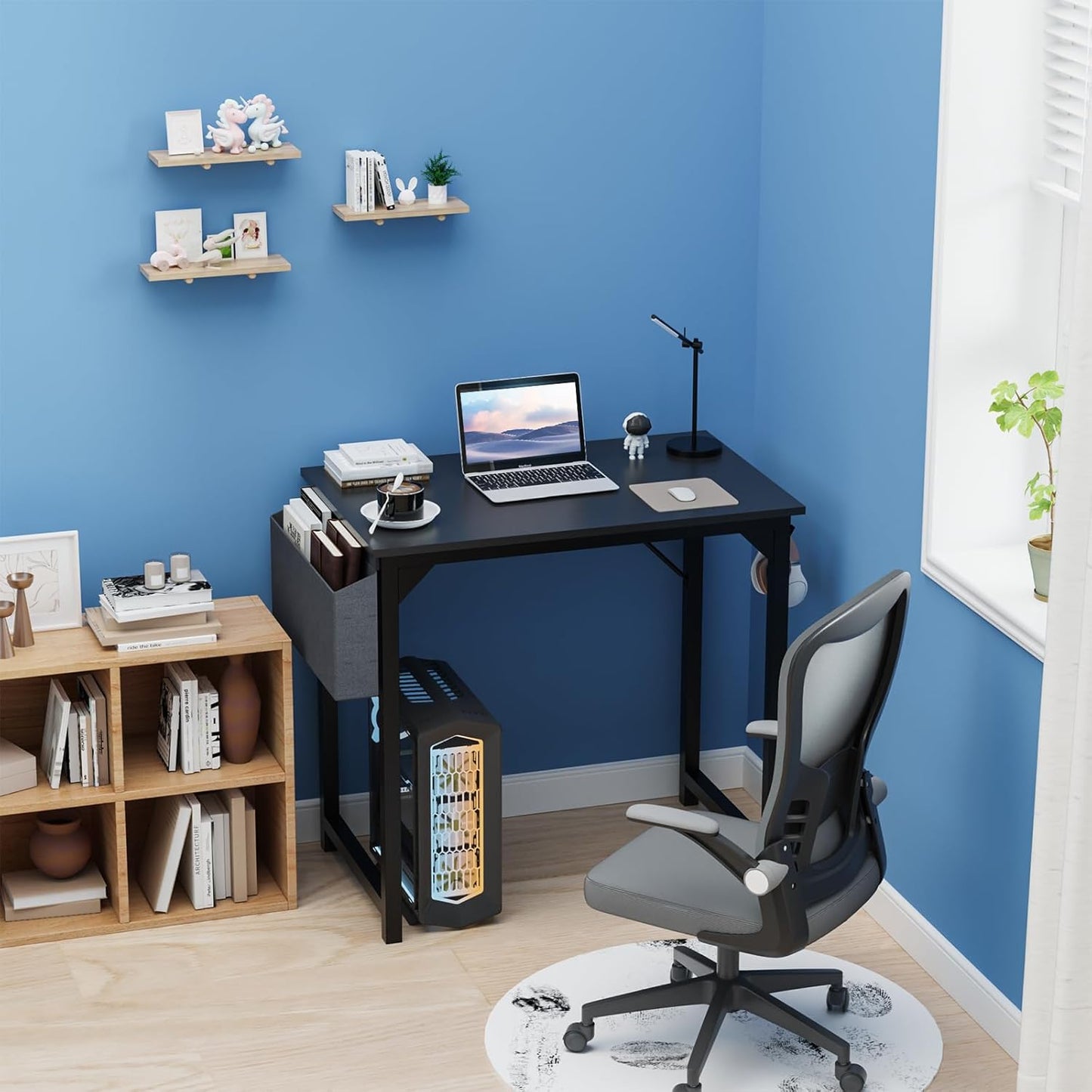 32 Inch Office Small Computer Desk Modern Simple Style Writing Study Work Table for Home Bedroom - Wood Black