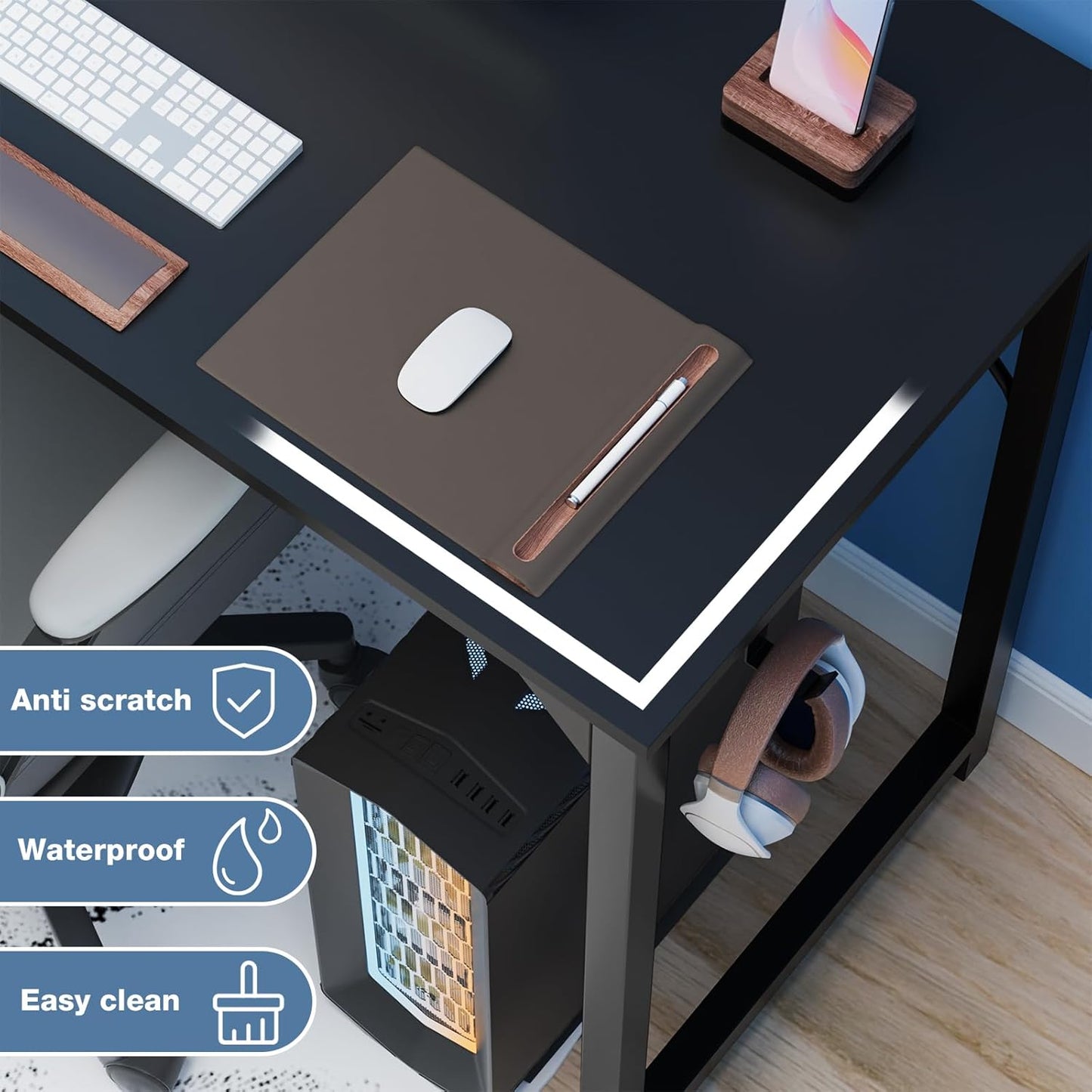 32 Inch Office Small Computer Desk Modern Simple Style Writing Study Work Table for Home Bedroom - Wood Black
