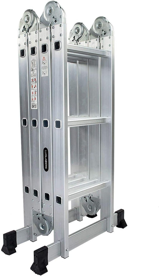 Luisladders 12.5 FT Folding Ladder Multi-Purpose Aluminium Extension 7 in 1 Step Heavy Duty Combination EN 131 Standard