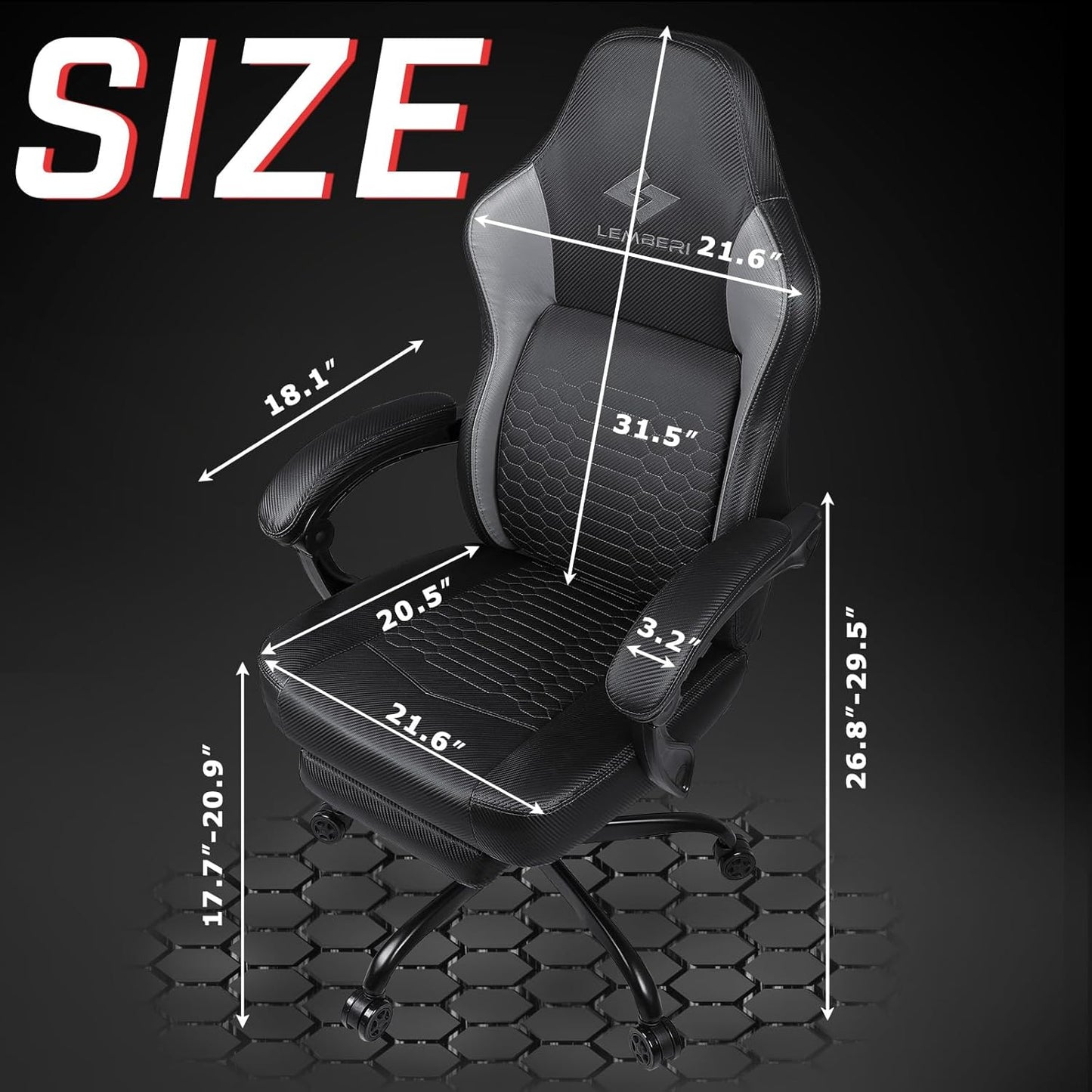 Big and Tall Gaming Chair 400lb Weight Capacity,Gamer Chairs for Adults,Video Game Chair wth Footrest,Racing Style Computer Gamer Chair with Headrest and Lumbar Support (Gray)