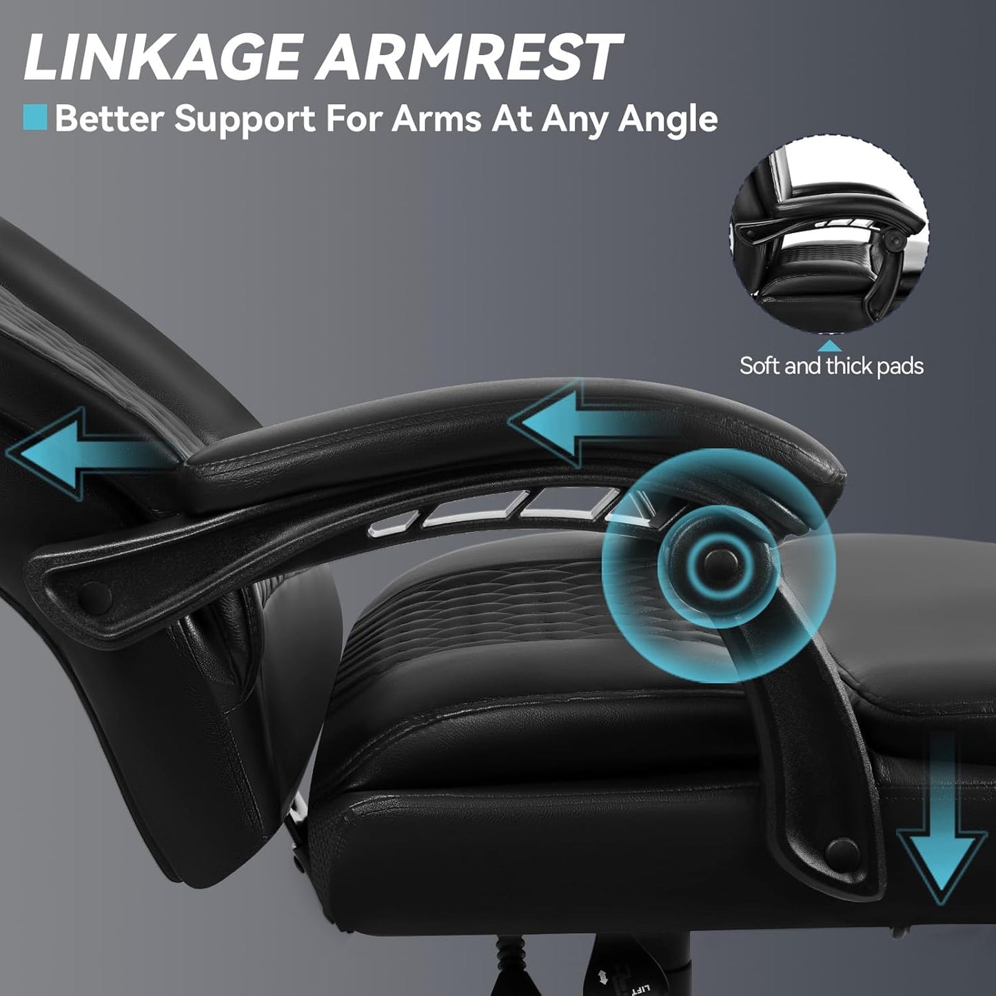 Office Chair,Big and Tall Office Chair with Foot Rest Ergonomic High Back Executive Office Chair 400lbs,Home Office Desk Chairs with Lumbar Support,Reclining Office Chair (Black)