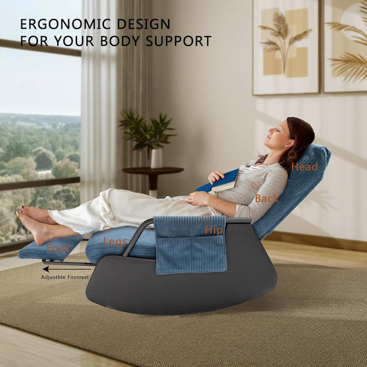 Rocking Chair for Nursery, Modern Upholstered Plush Seating Glider Recliner Chair with High Backrest and Side Pocket, Accent Armchair with Cushions for Living Room/Reading