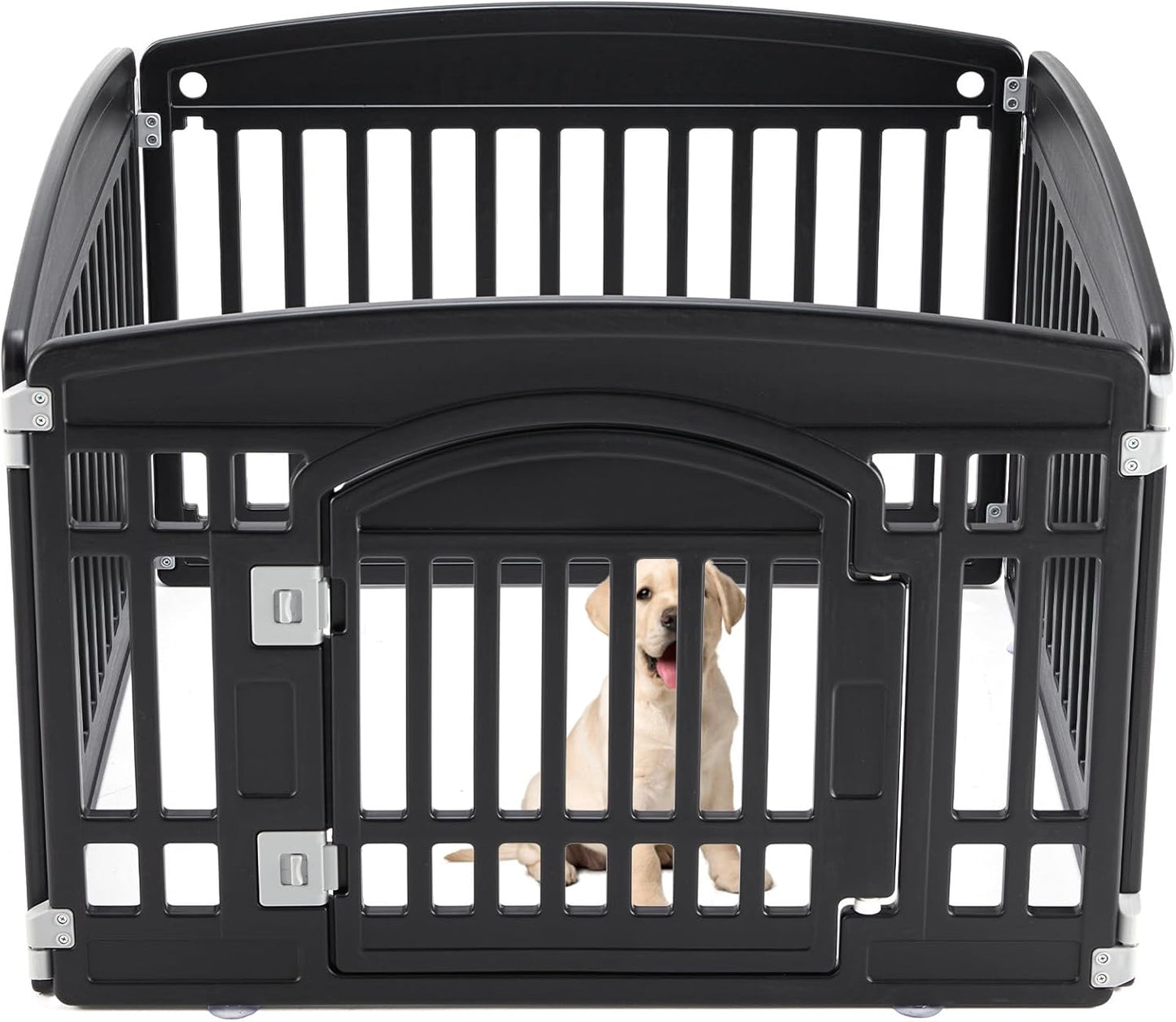 Dog Playpen 4-Panel 24" Safe & Secure Indoor/Outdoor Pet Fence Folding & Portable Ideal for Small to Medium Dogs Easy to Clean, Black