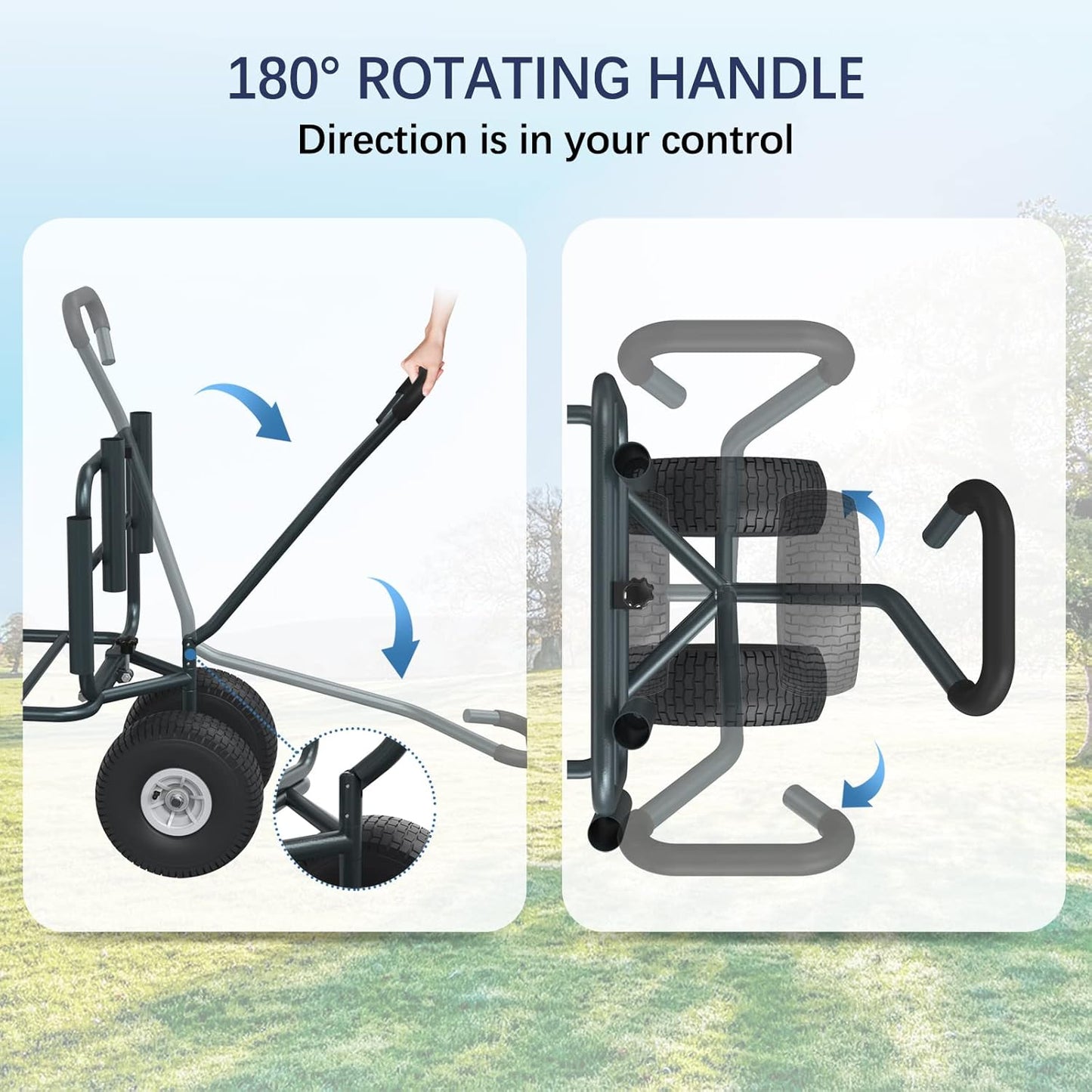Fishing Cart Beach Carts Heavy Duty Foldable Collapsible Wagon with Big Wheels and Rod Holders 550 Pound Capacity 53.9"x26.4"x38.8"