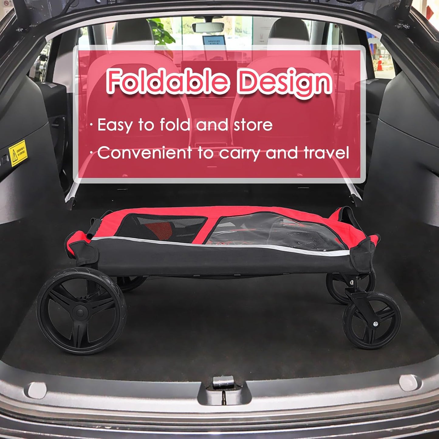 Dog Stroller For Large Dogs, Extra Large Pet Stroller For For Medium Dogs, Dog Stroller For 2 Dogs, Dog Wagon, Dog Carriage, Foldable Design, Adjustable Handle, With Pocket, Up To 160 lbs, Red