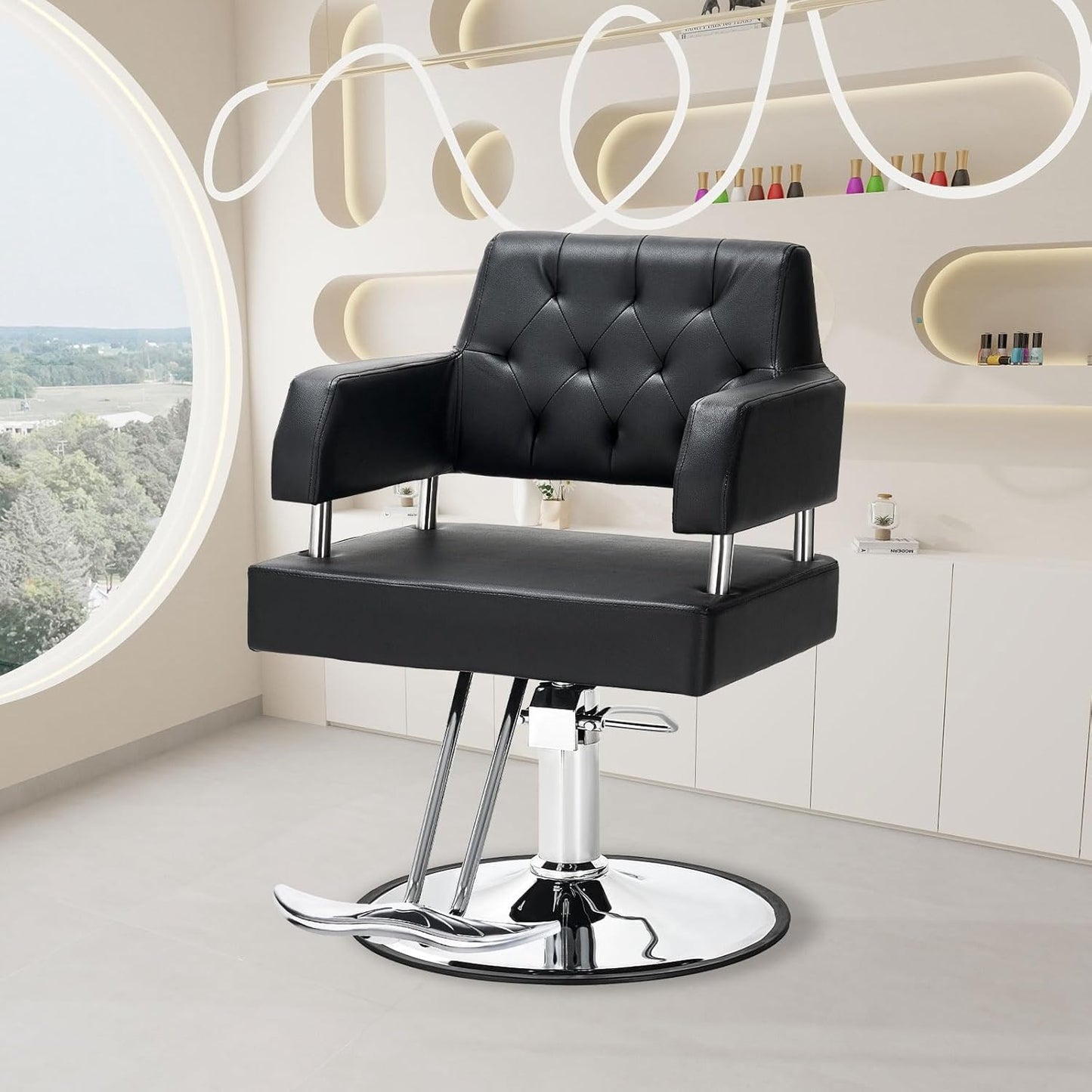 Polar Aurora Barber Chair Salon Chair for Hair Stylist with Hydraulic Pump Adjustable Height 360 Degrees Swivel Hair Chair Spa Beauty Equipment