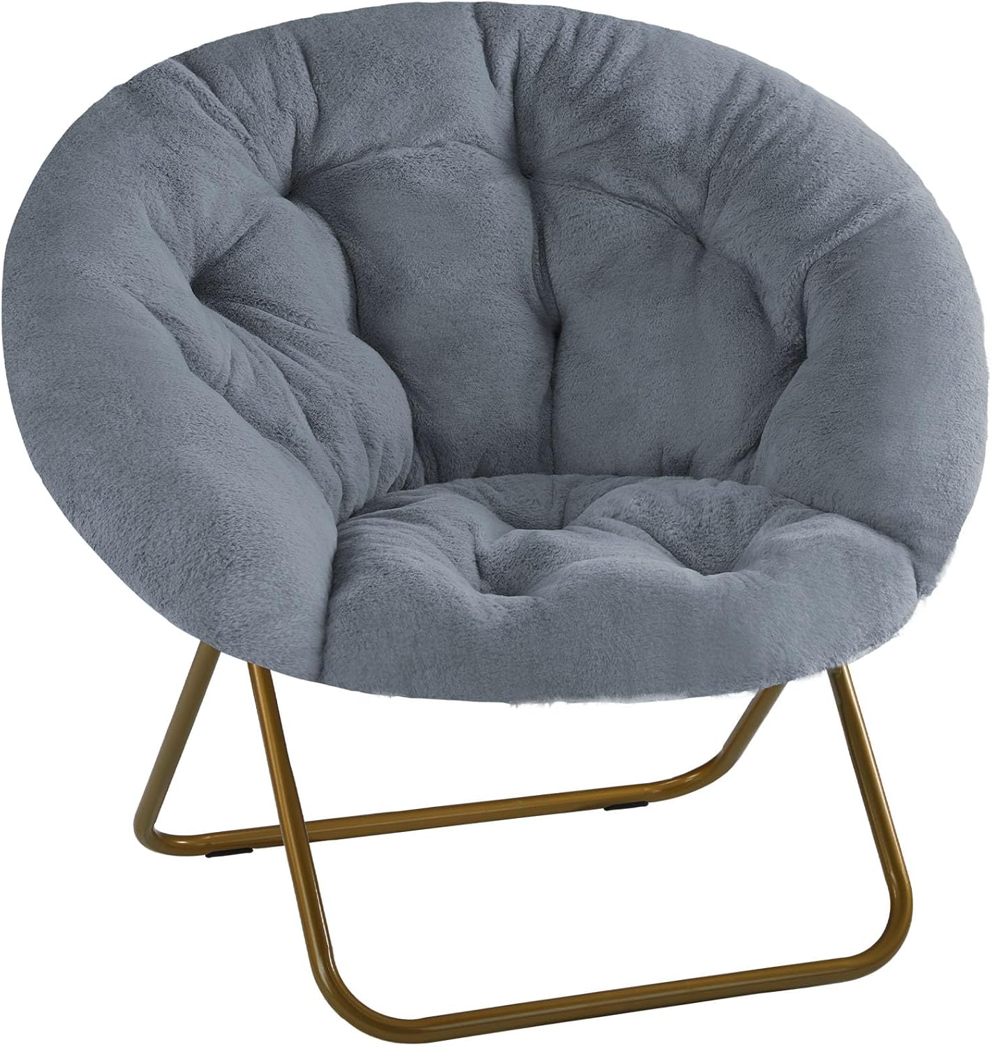 Comfy Saucer Chairs for Adults, Cozy Folding Round Lounge Chair for Dorm Rooms Bedroom Living Room, Sofa Lazy Moon Reading Chair for Teens Kids, Gray