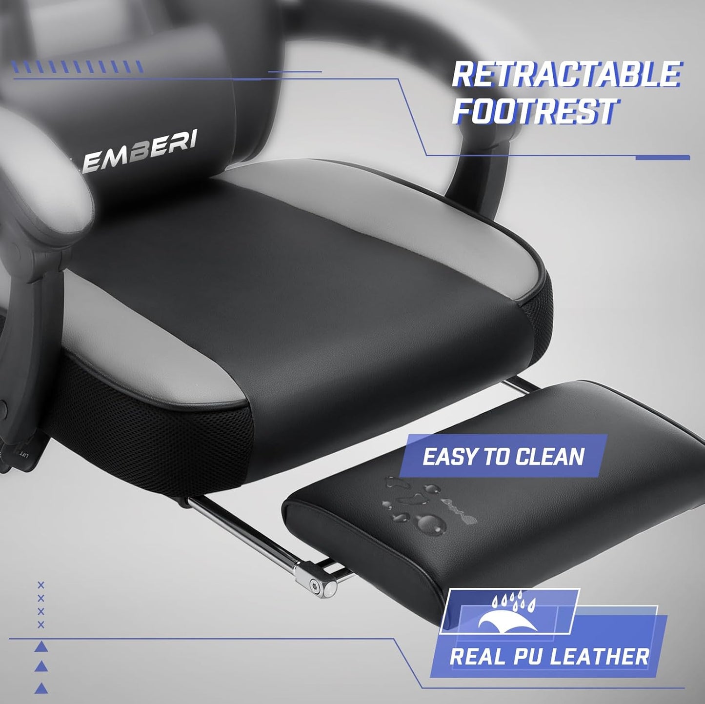 Gaming Chairs with Footrest,Ergonomic Video Game Chairs for Adults,Big and Tall Chair 400lb Weight Capacity, Racing Style Computer Gamer Chair with Headrest and Lumbar Support
