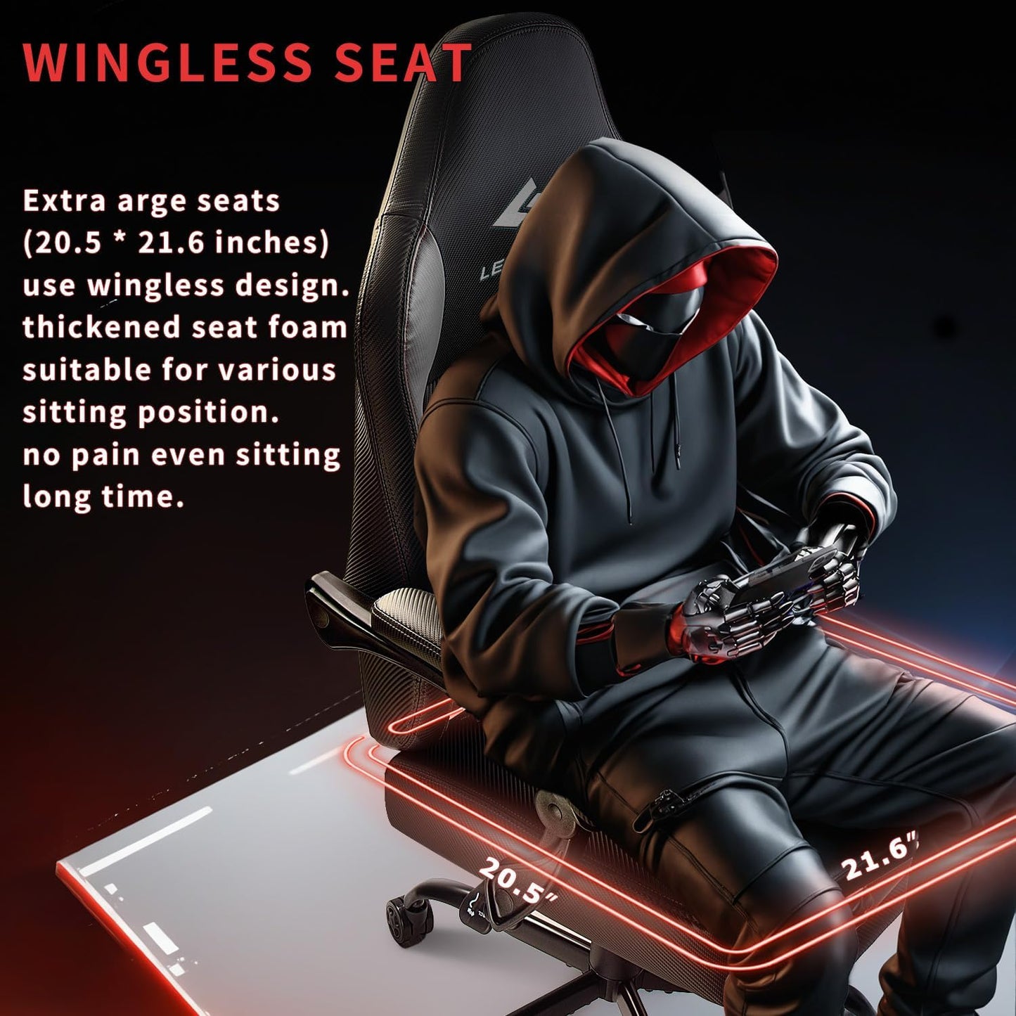 Big and Tall Gaming Chair 400lb Weight Capacity,Gamer Chairs for Adults,Video Game Chair wth Footrest,Racing Style Computer Gamer Chair with Headrest and Lumbar Support (Gray)