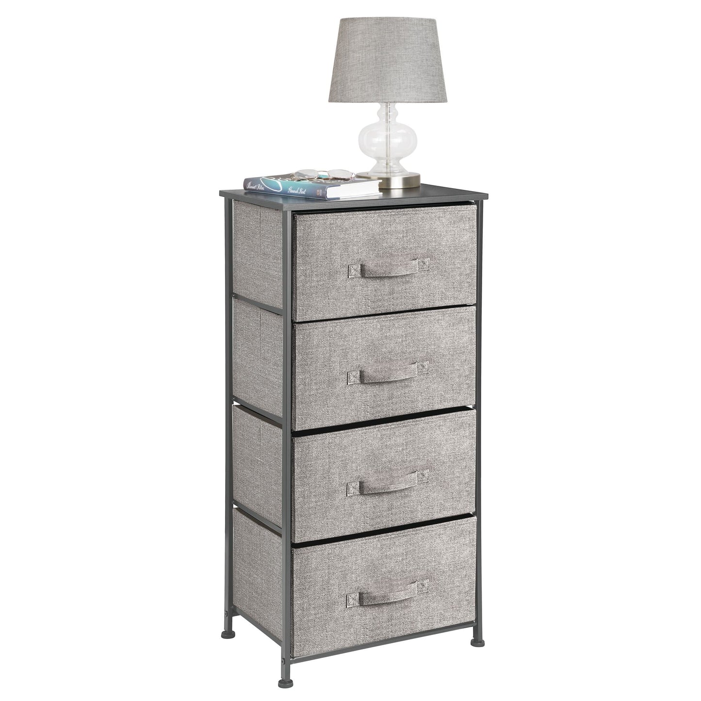 RBA1 HW46012BK Tall Dresser Storage Tower Stand with 4 Fabric Drawers