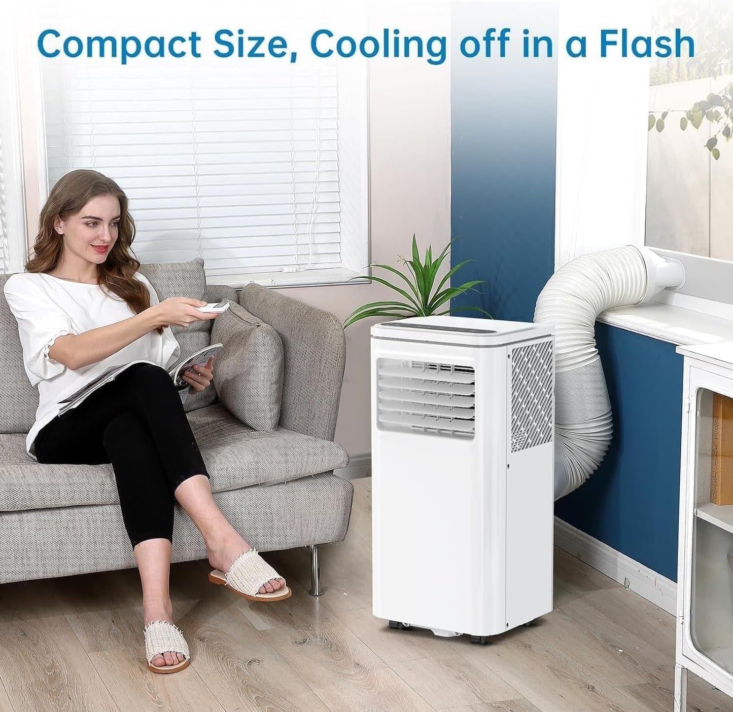 10000BTU Portable Air Conditioner Up to 450 sq.ft, 3 in 1 Quiet AC Unit, Fast Cooling, Dehumidifier, Fan for Bedroom/Office, LCD Display & Remote Control, 24h Timer