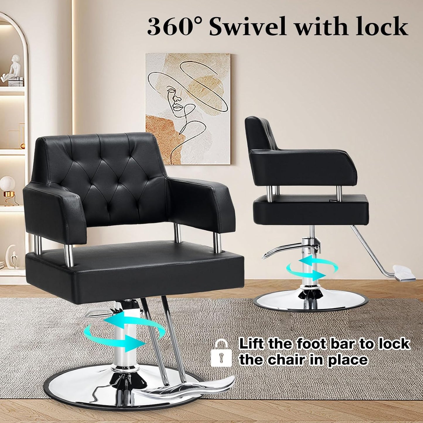 Polar Aurora Barber Chair Salon Chair for Hair Stylist with Hydraulic Pump Adjustable Height 360 Degrees Swivel Hair Chair Spa Beauty Equipment