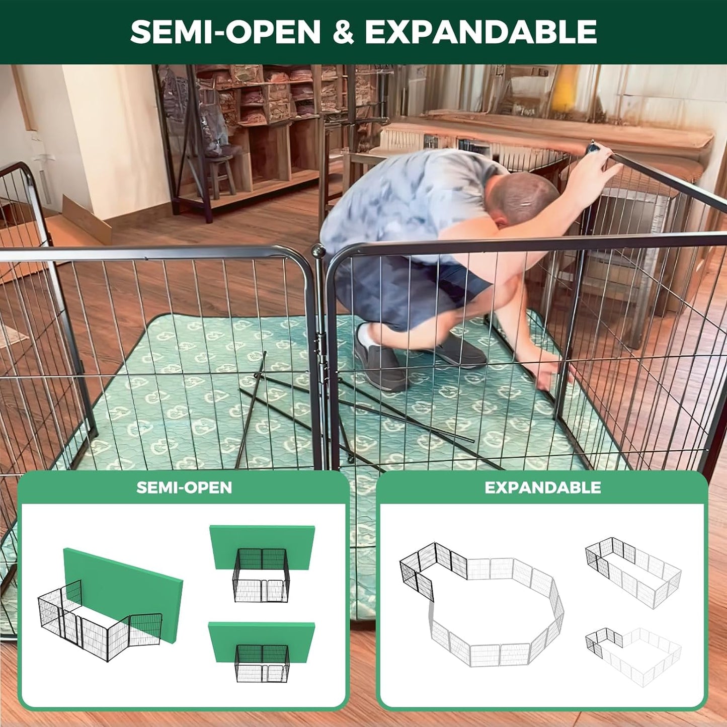 RBB0 32-PLAP-BLK Dog Playpen for Indoor Use - Stress-Free and Safe Play